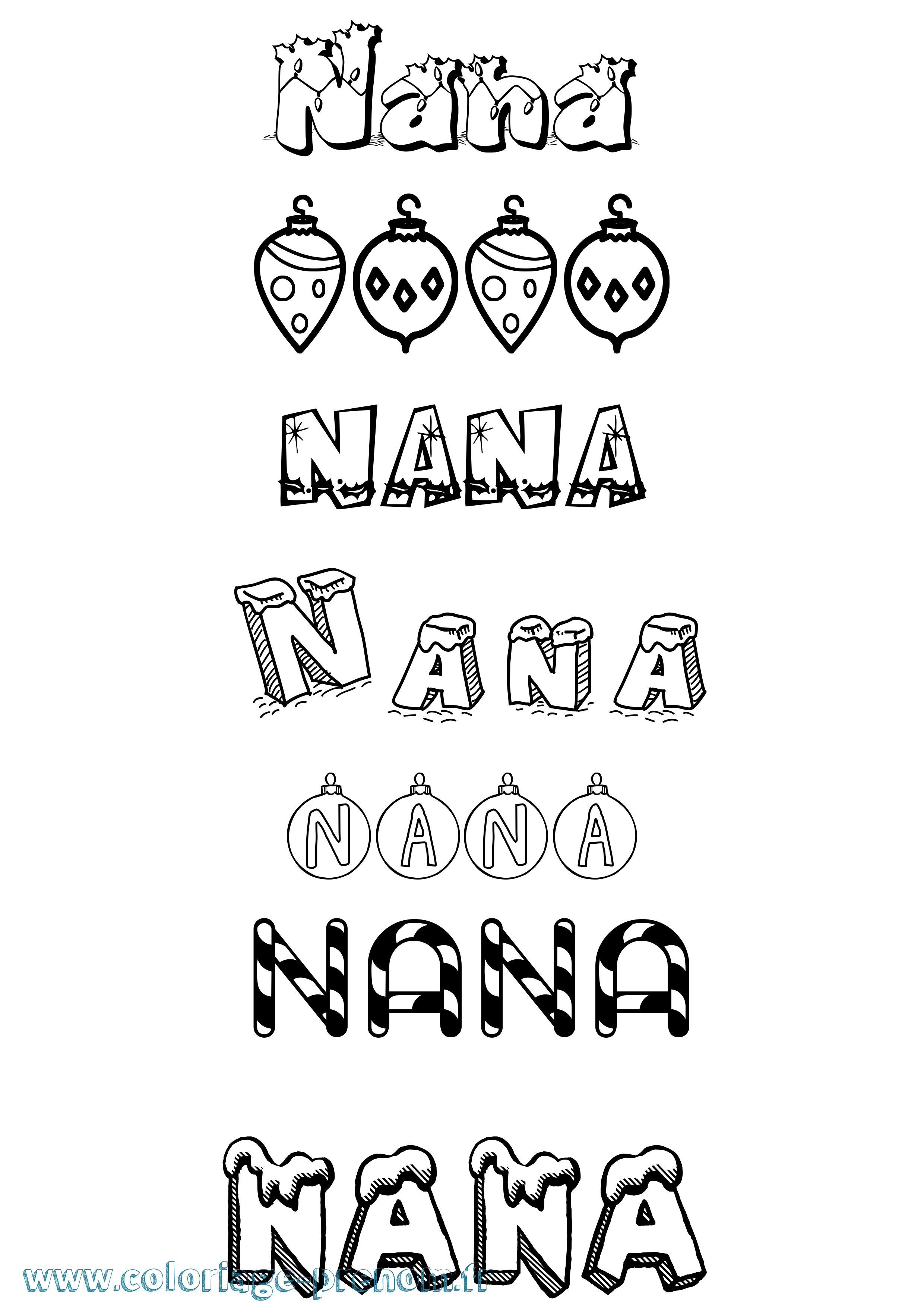 Coloriage Nana Noël Coloriage prénom Nana Noël