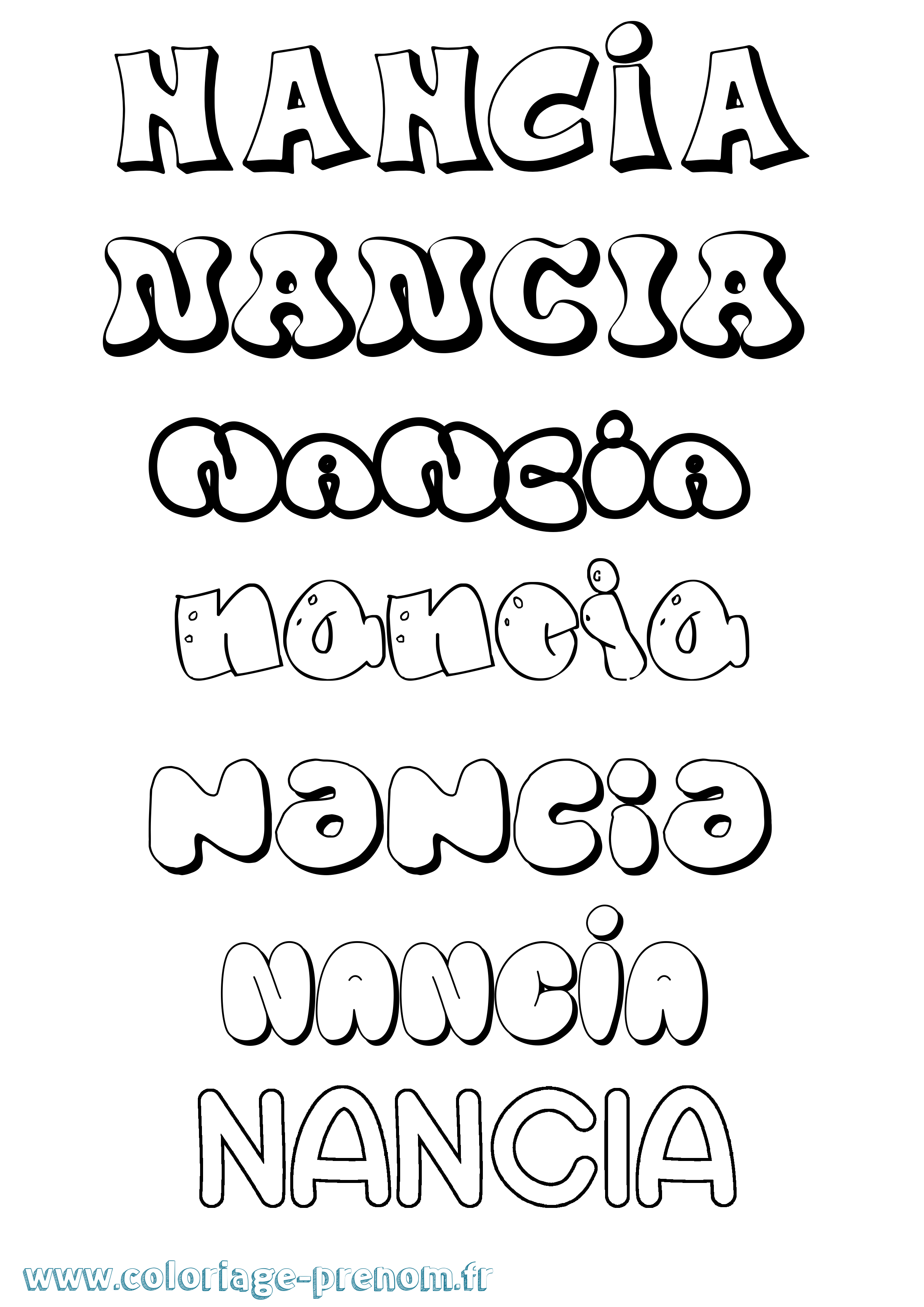 Coloriage Nancia Bubble Coloriage prénom Nancia Bubble