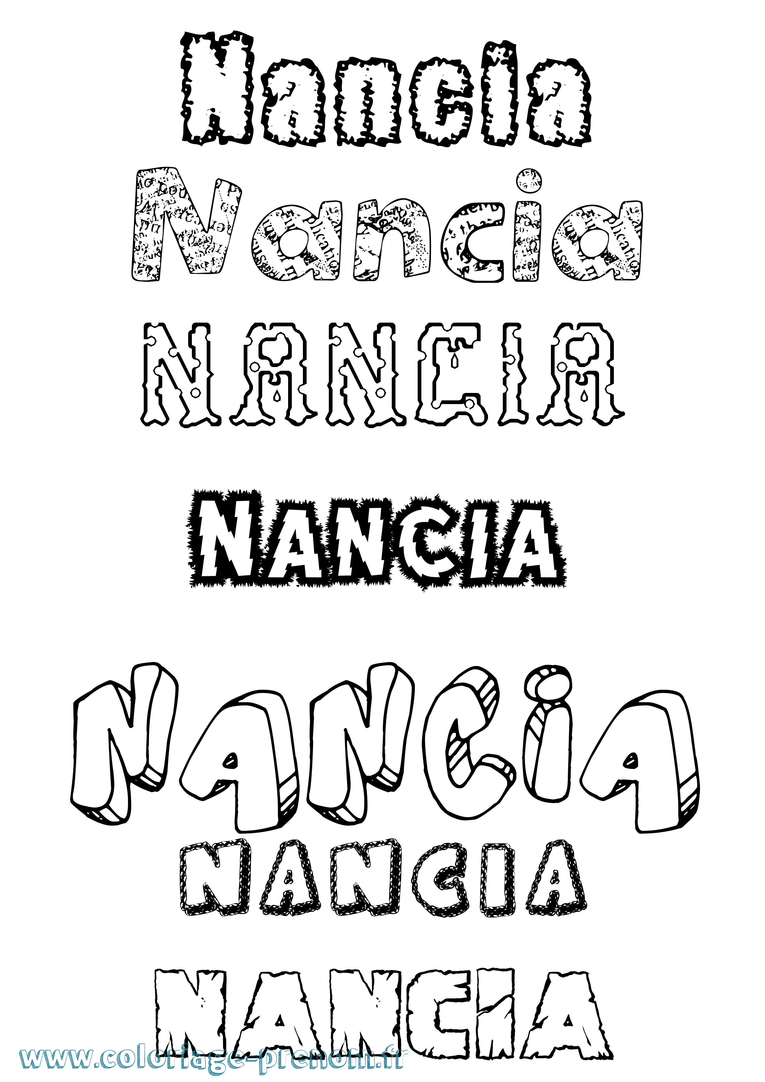 Coloriage Nancia Destructuré Coloriage prénom Nancia Destructuré