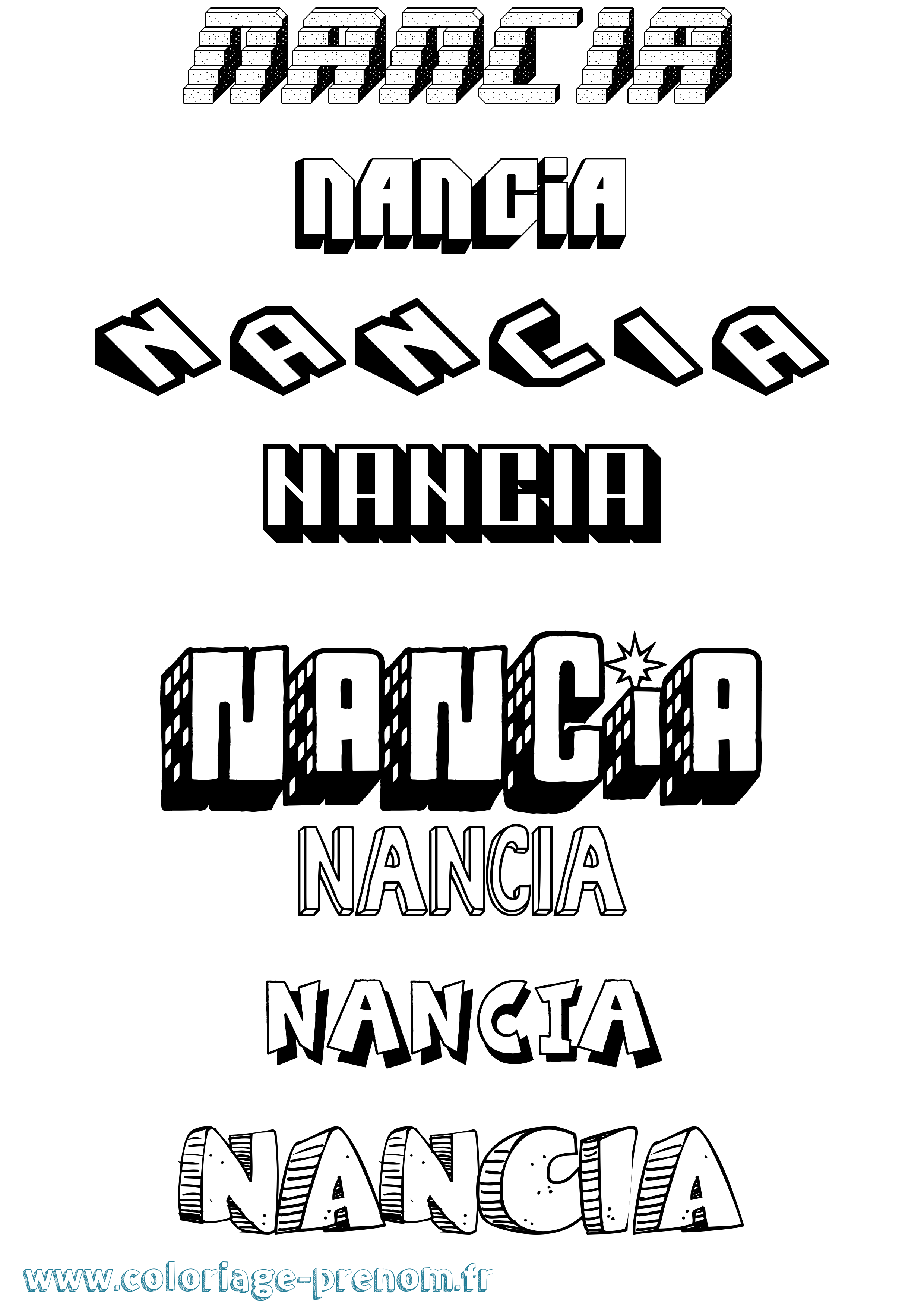 Coloriage Nancia Effet 3D Coloriage prénom Nancia Effet 3D