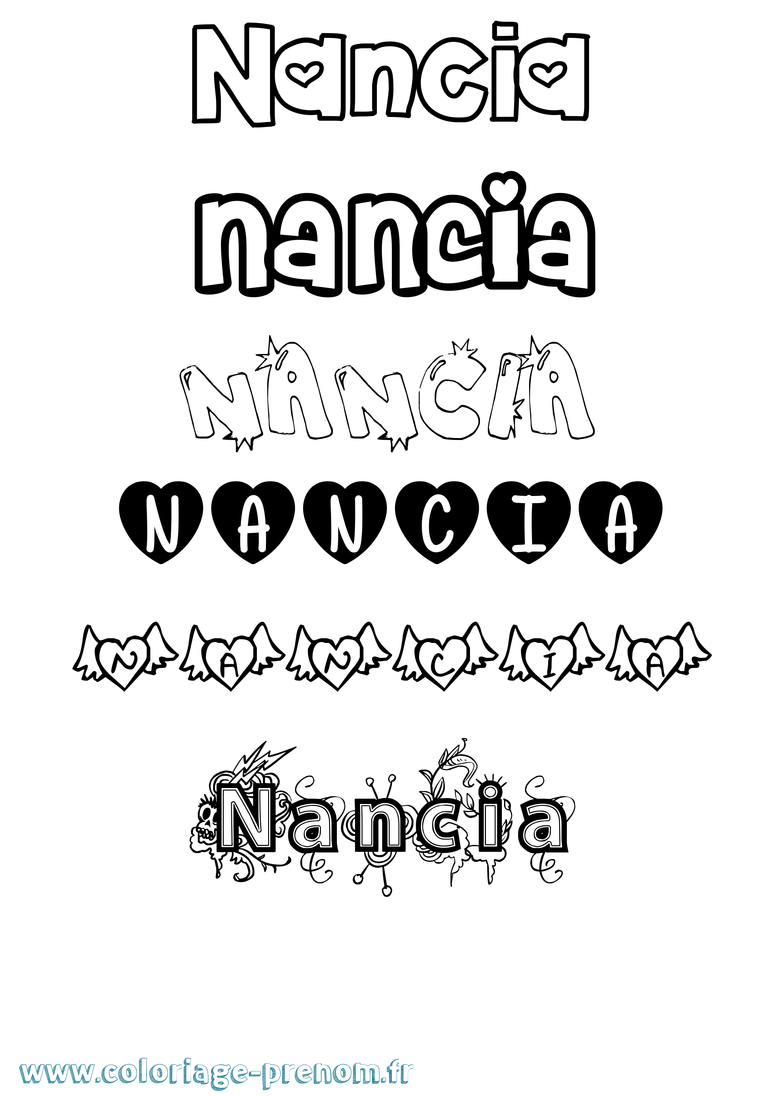 Coloriage Nancia Girly Coloriage prénom Nancia Girly