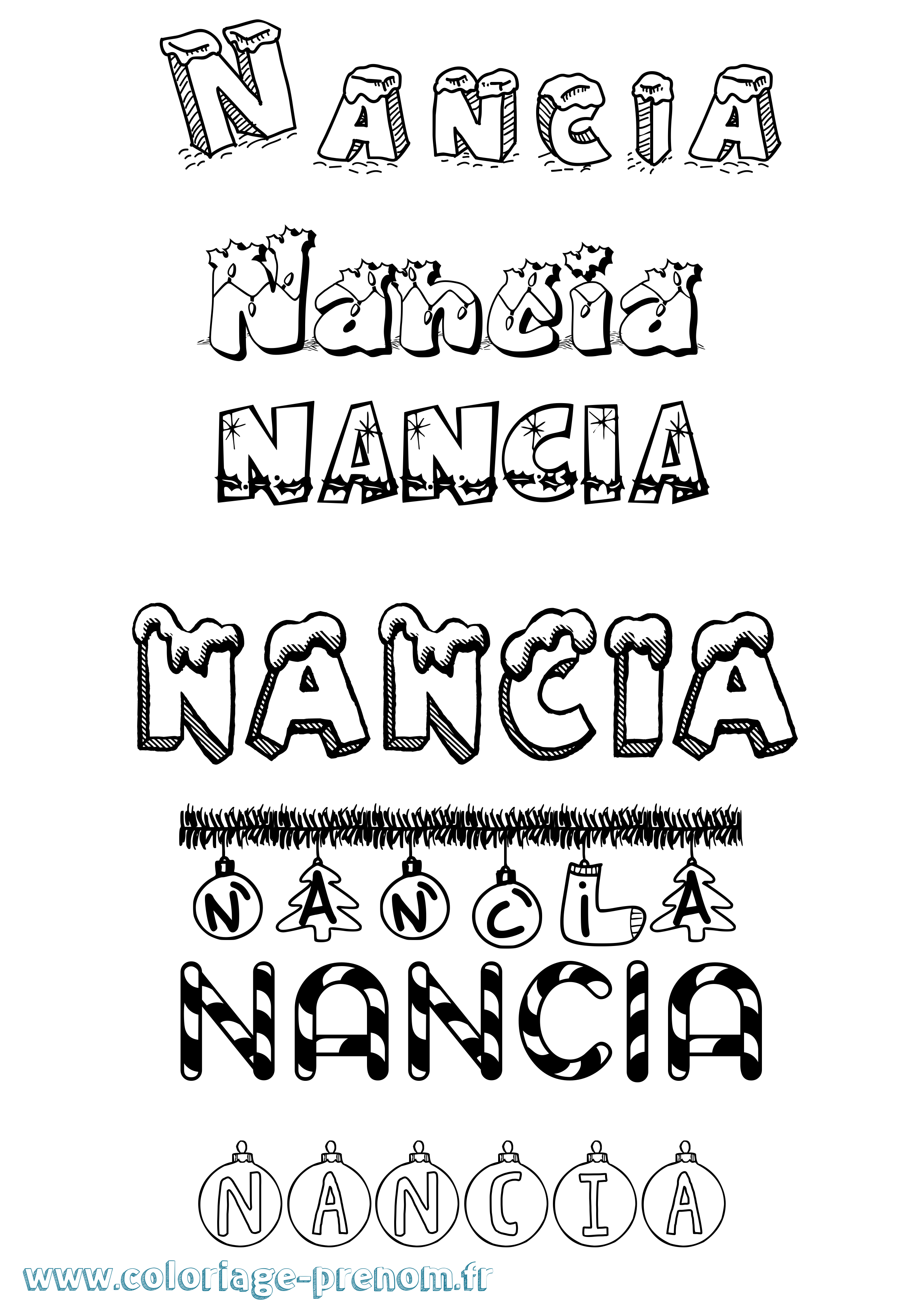 Coloriage Nancia Noël Coloriage prénom Nancia Noël