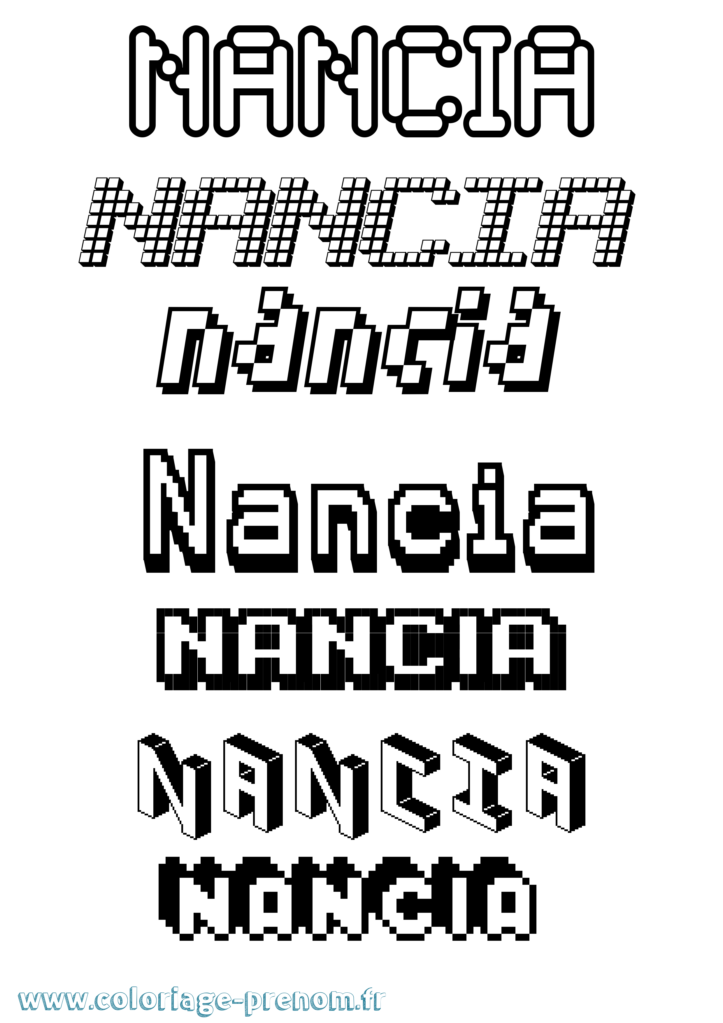 Coloriage Nancia Pixel Coloriage prénom Nancia Pixel