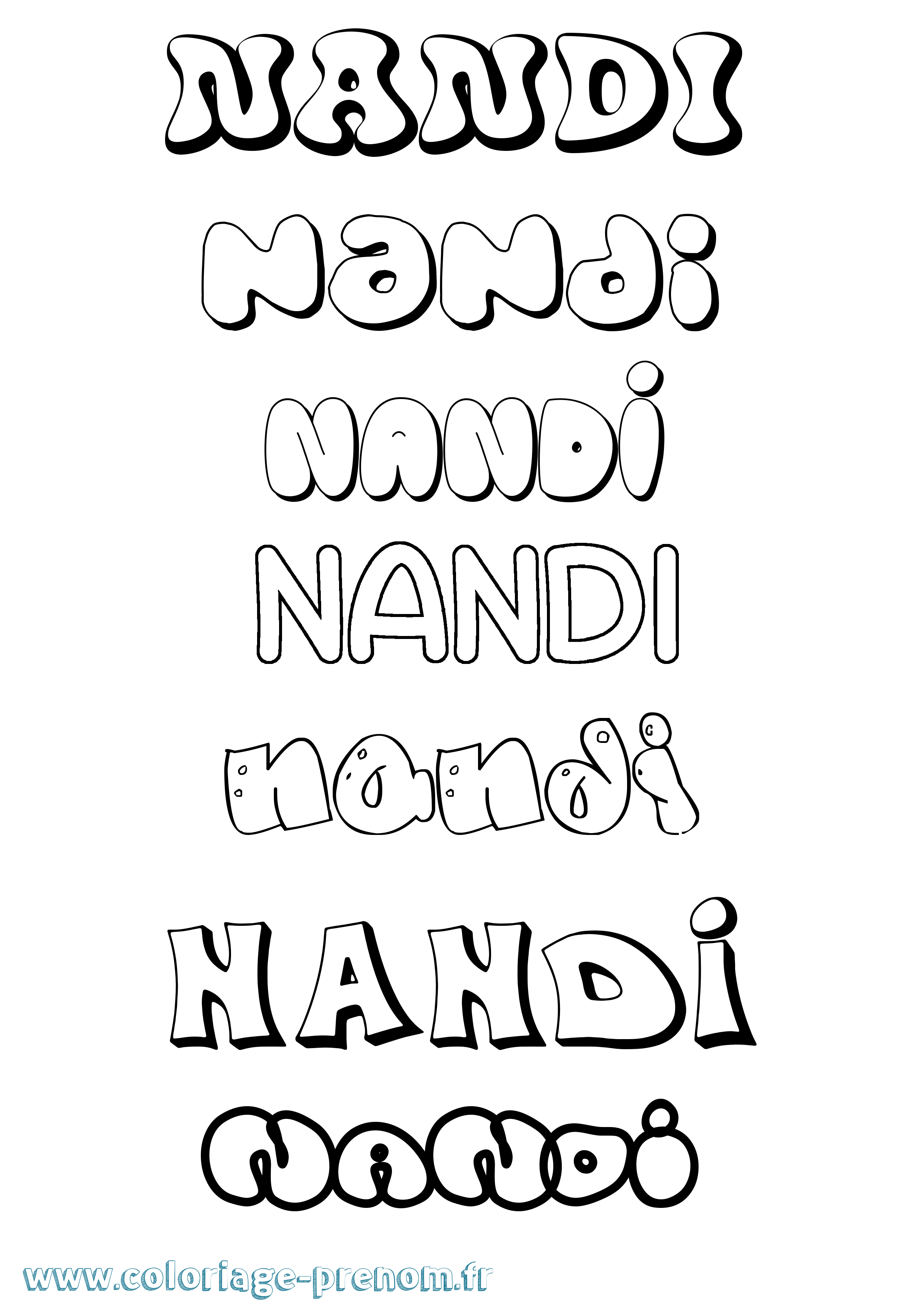 Coloriage Nandi Bubble Coloriage prénom Nandi Bubble