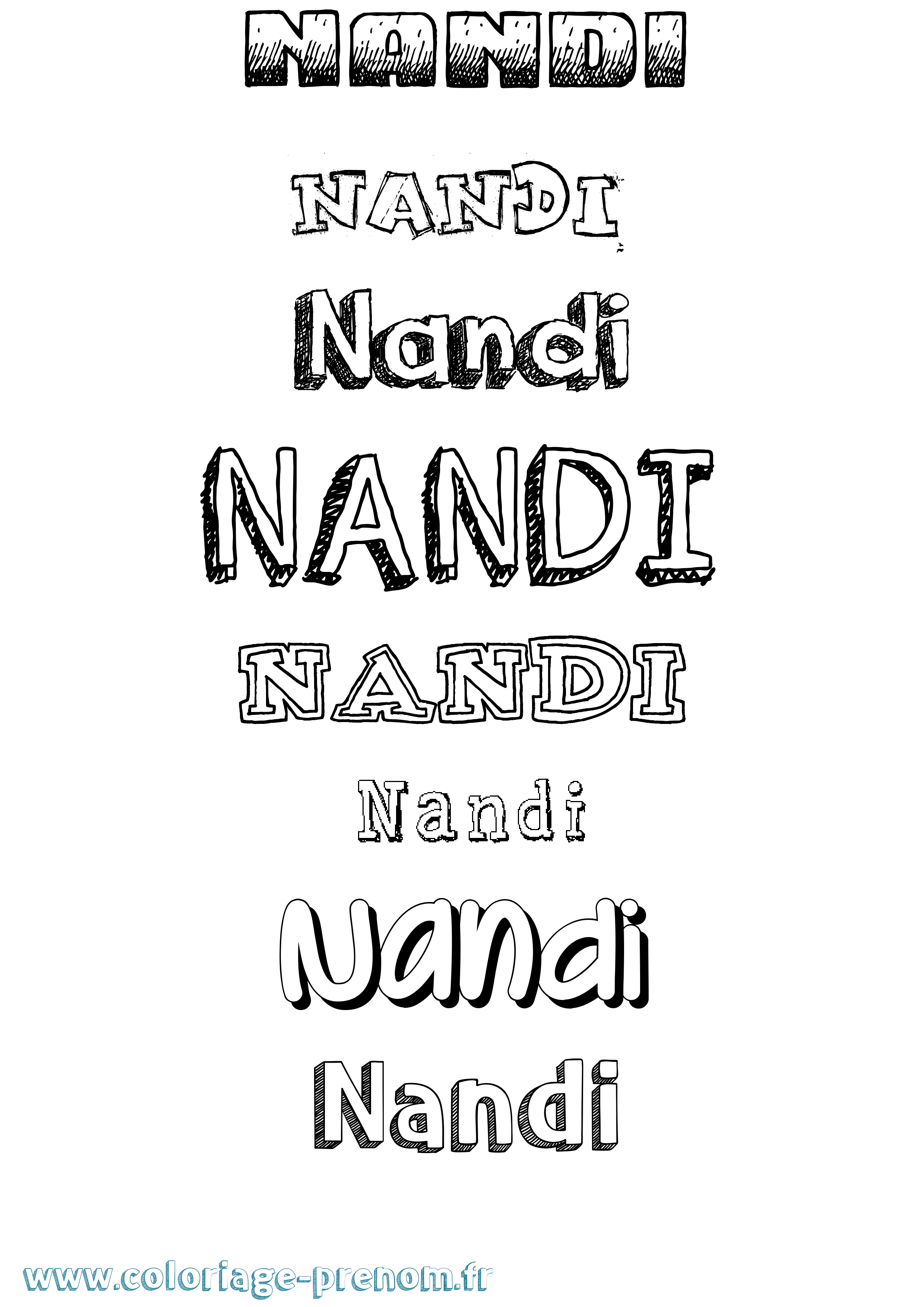 Coloriage Nandi Dessiné Coloriage prénom Nandi Dessiné