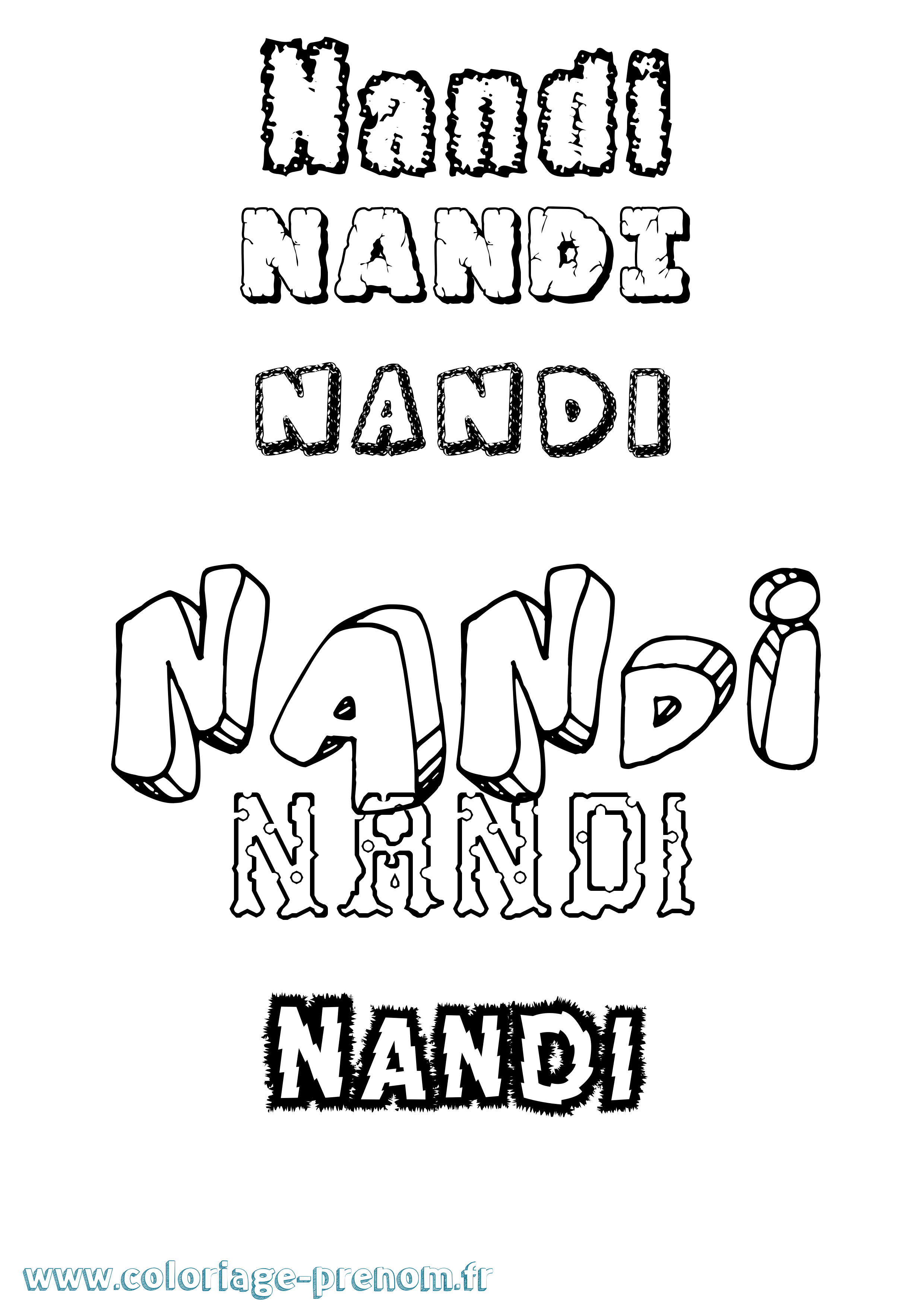 Coloriage Nandi Destructuré Coloriage prénom Nandi Destructuré