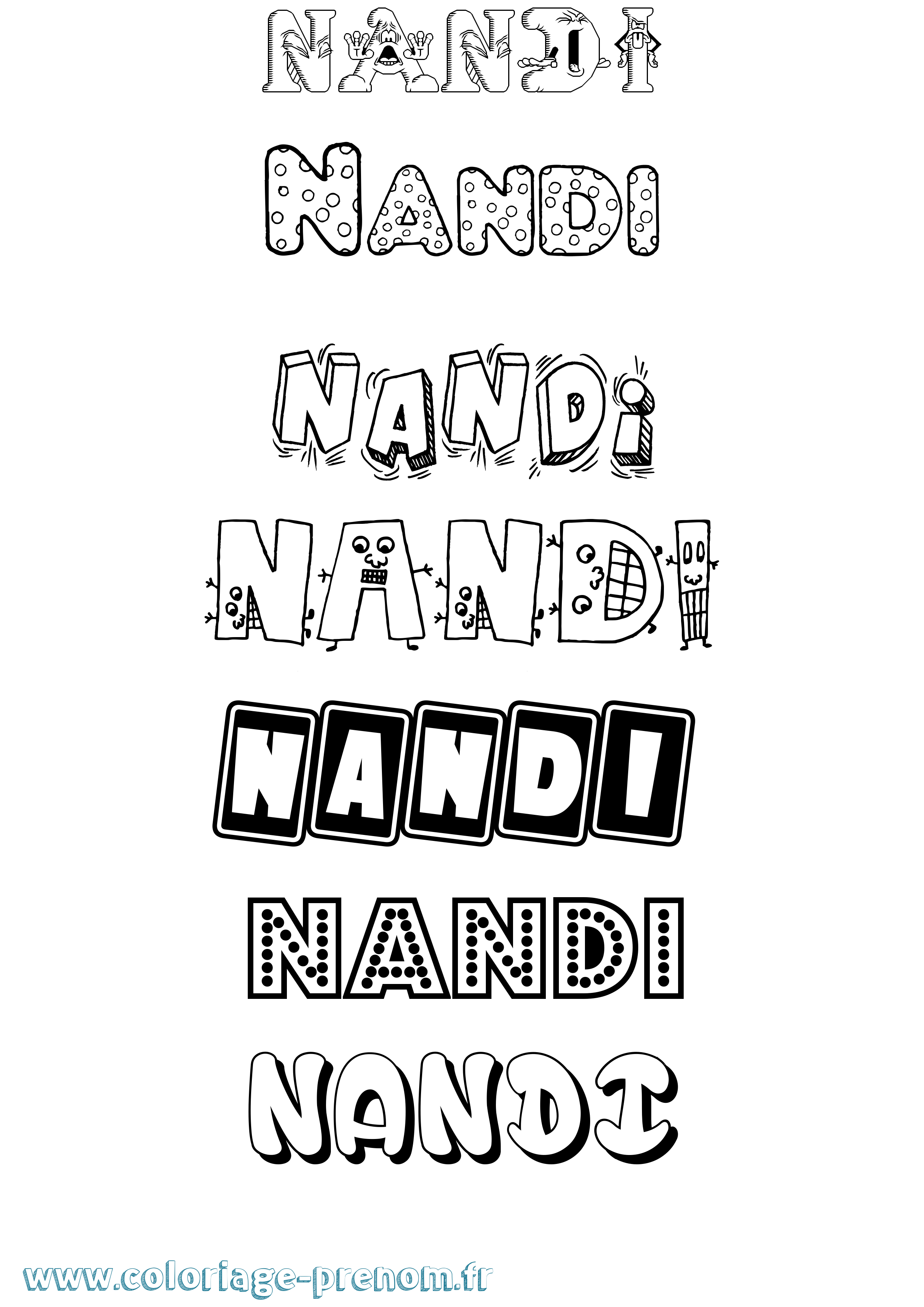 Coloriage Nandi Fun Coloriage prénom Nandi Fun