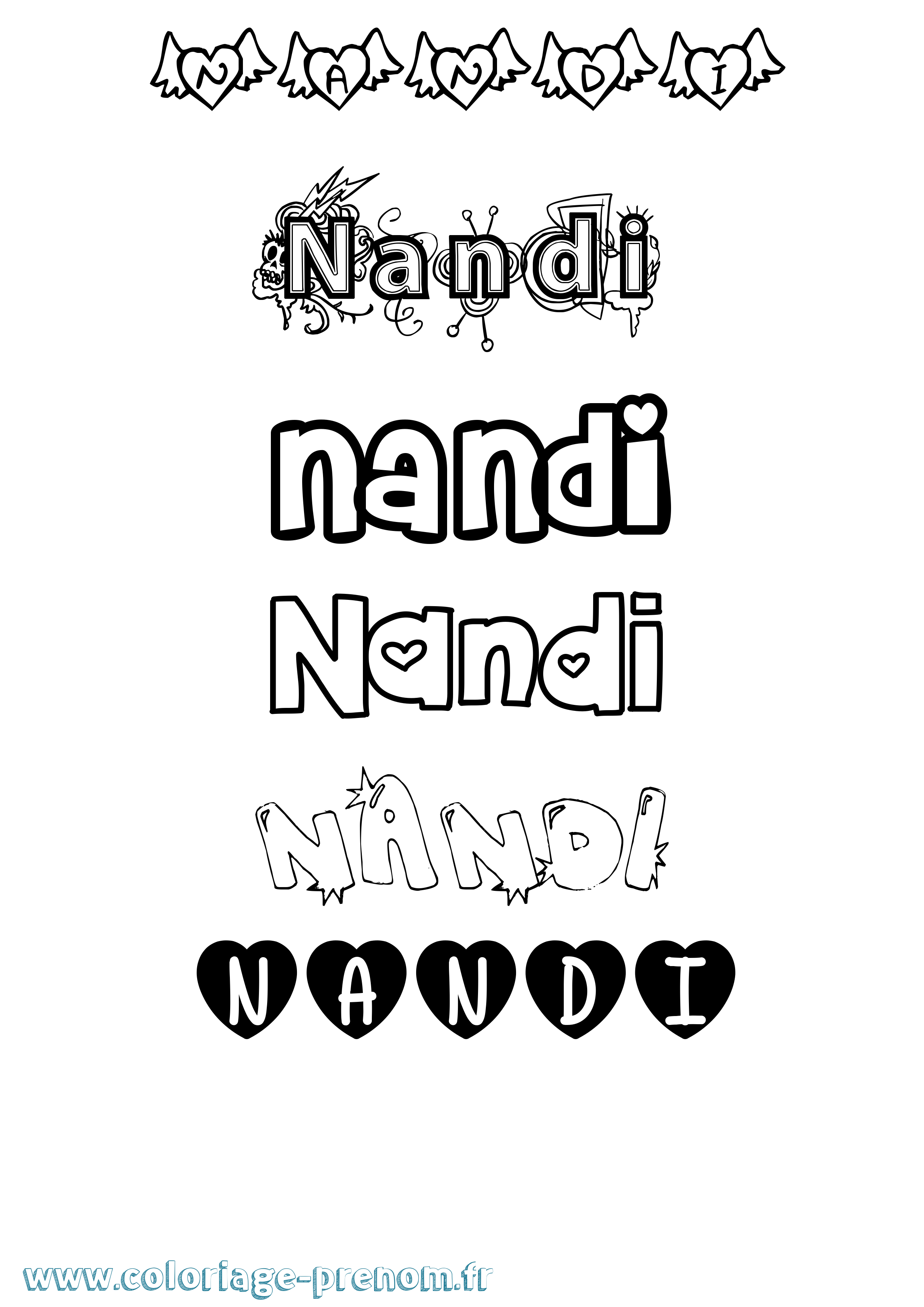 Coloriage Nandi Girly Coloriage prénom Nandi Girly