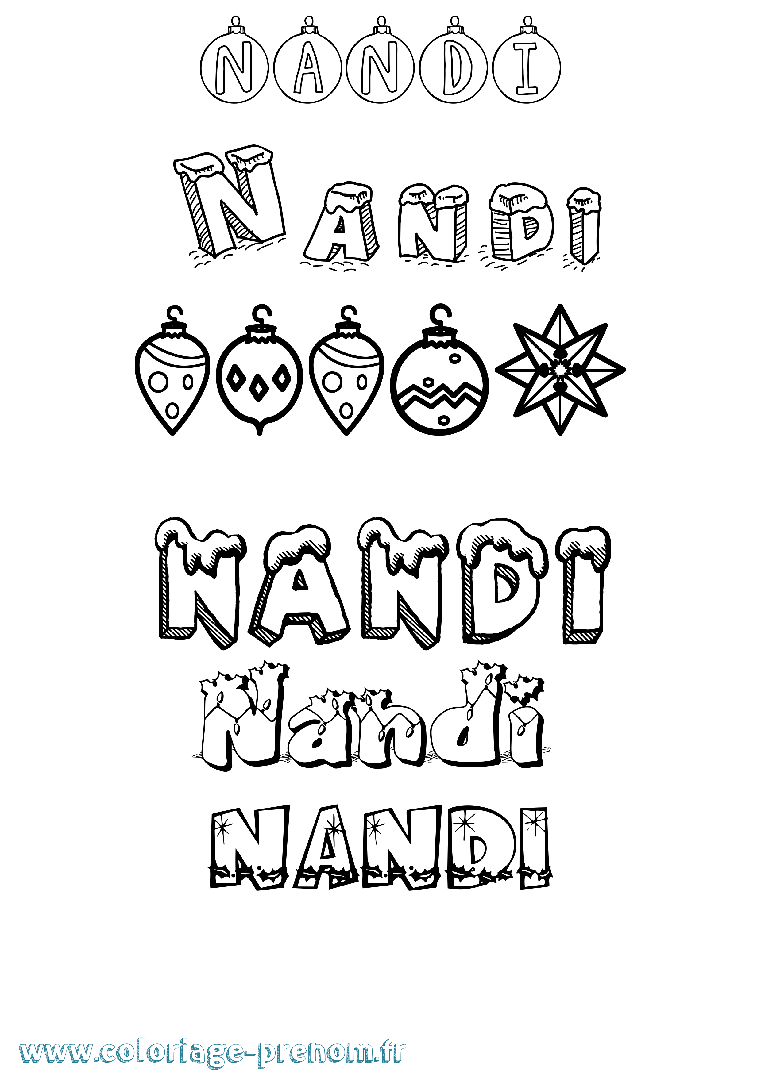 Coloriage Nandi Noël Coloriage prénom Nandi Noël