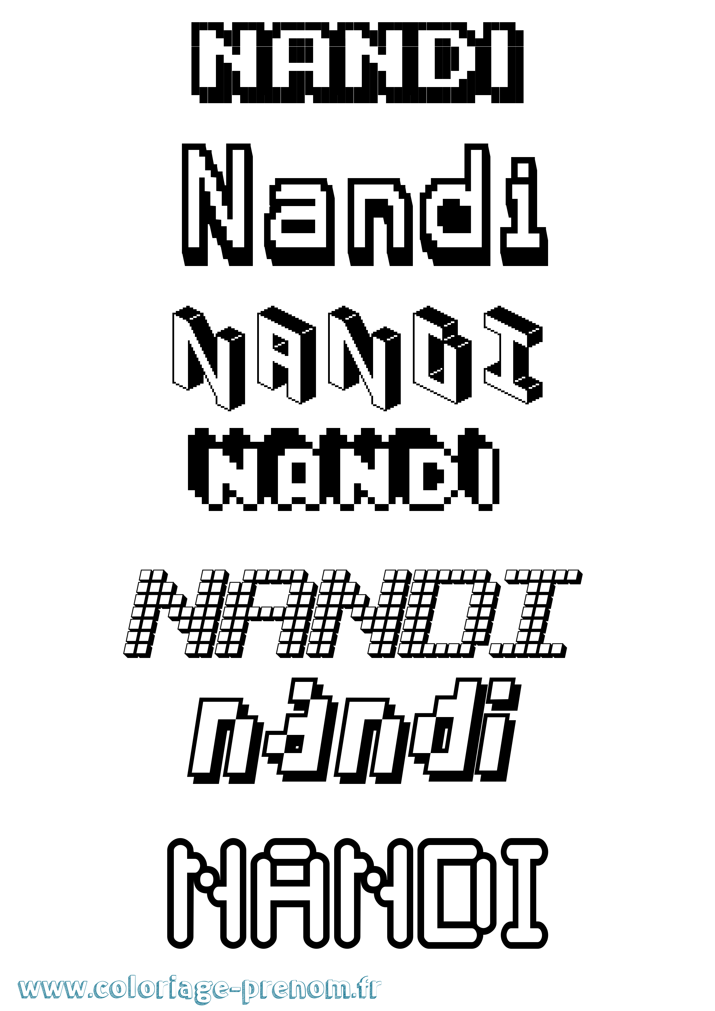 Coloriage Nandi Pixel Coloriage prénom Nandi Pixel