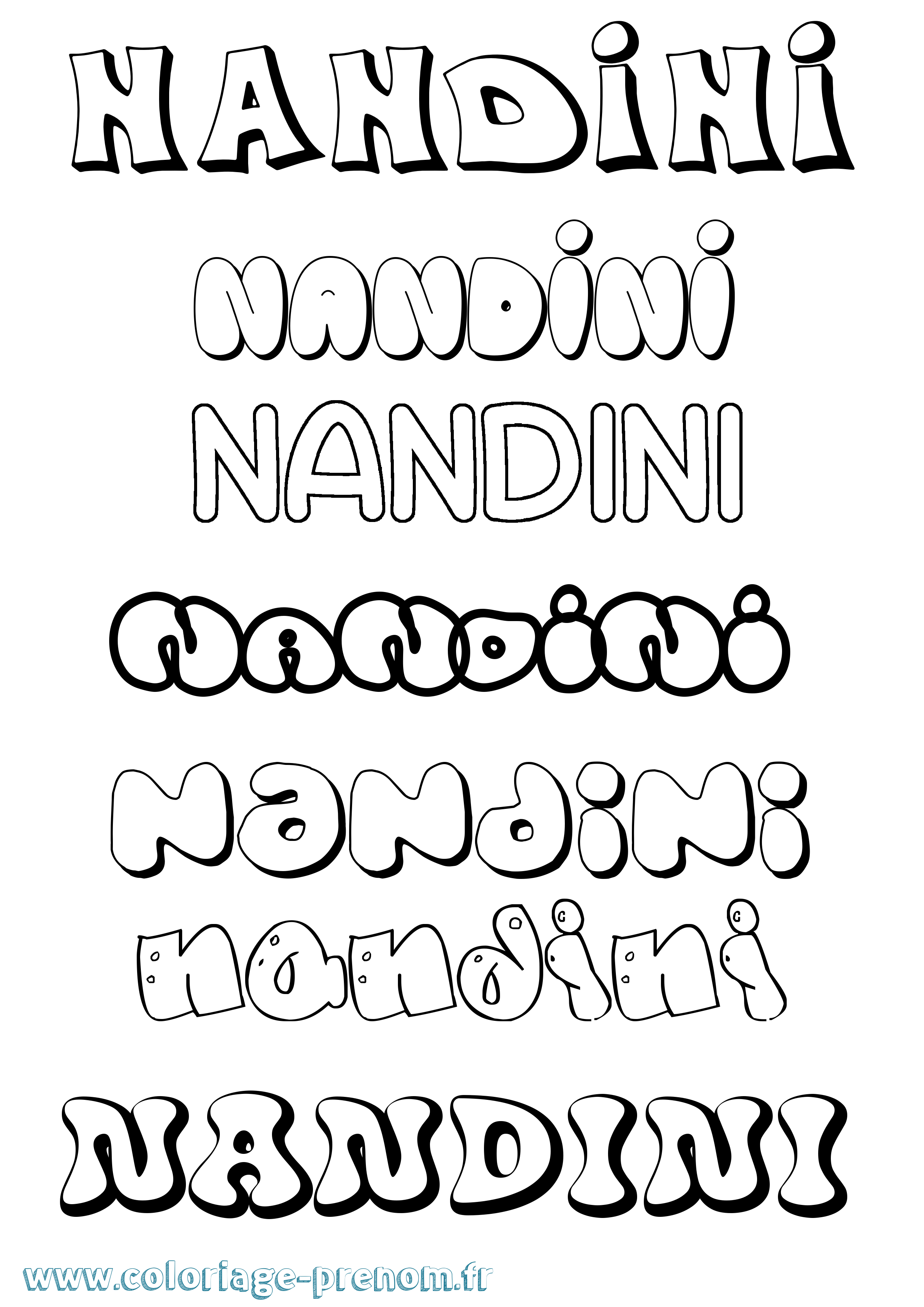 Coloriage Nandini Bubble Coloriage prénom Nandini Bubble