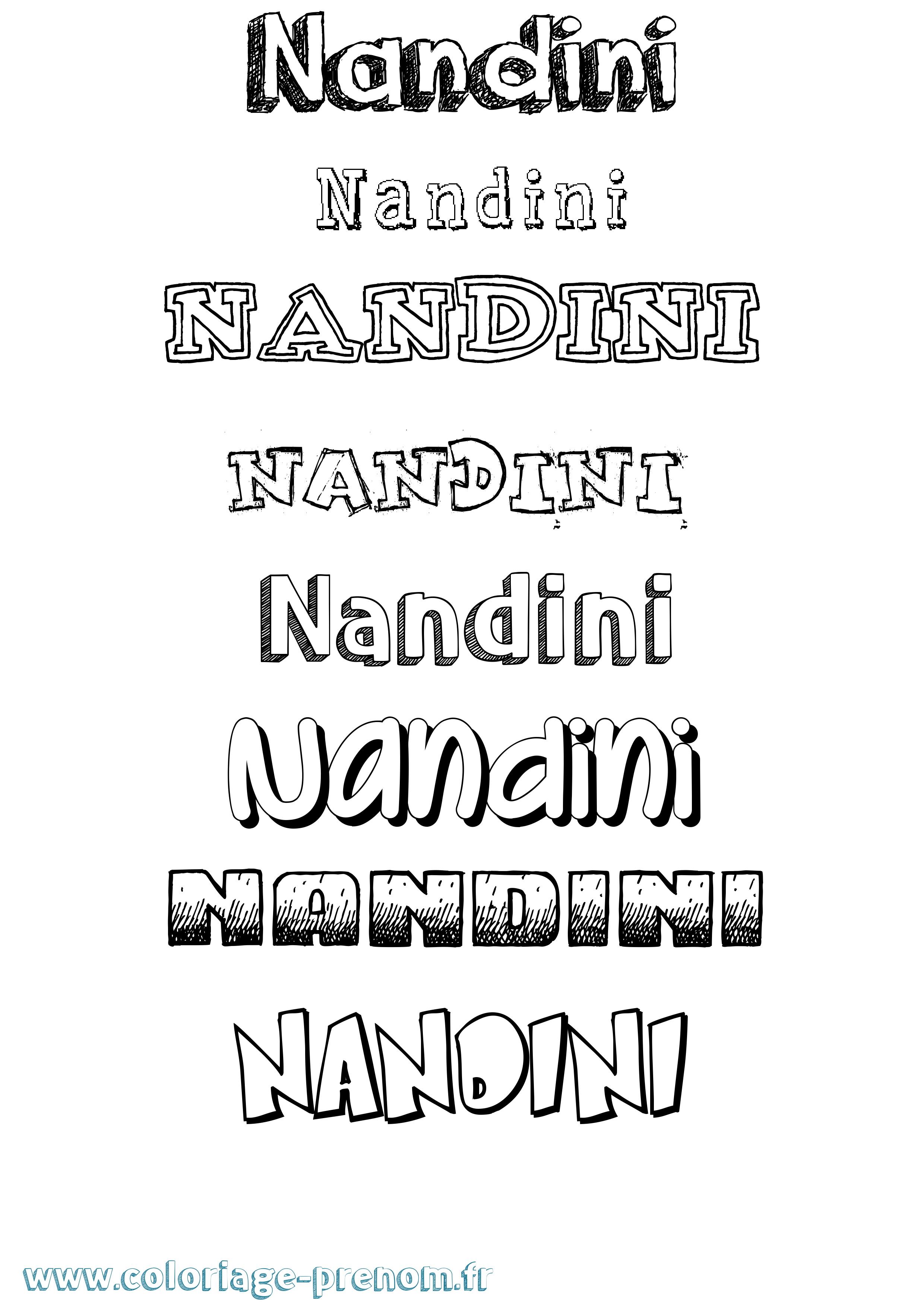 Coloriage Nandini Dessiné Coloriage prénom Nandini Dessiné