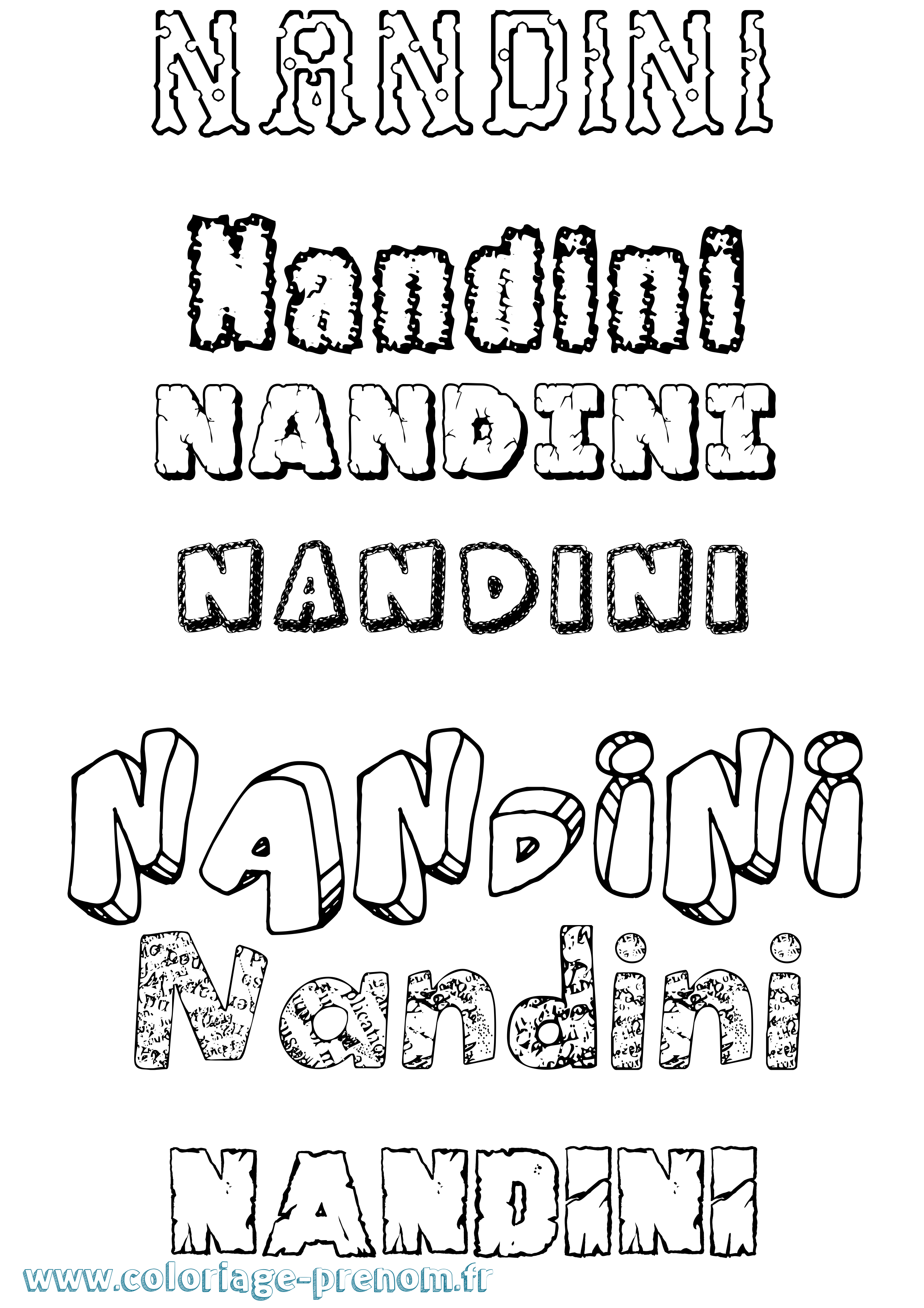 Coloriage Nandini Destructuré Coloriage prénom Nandini Destructuré