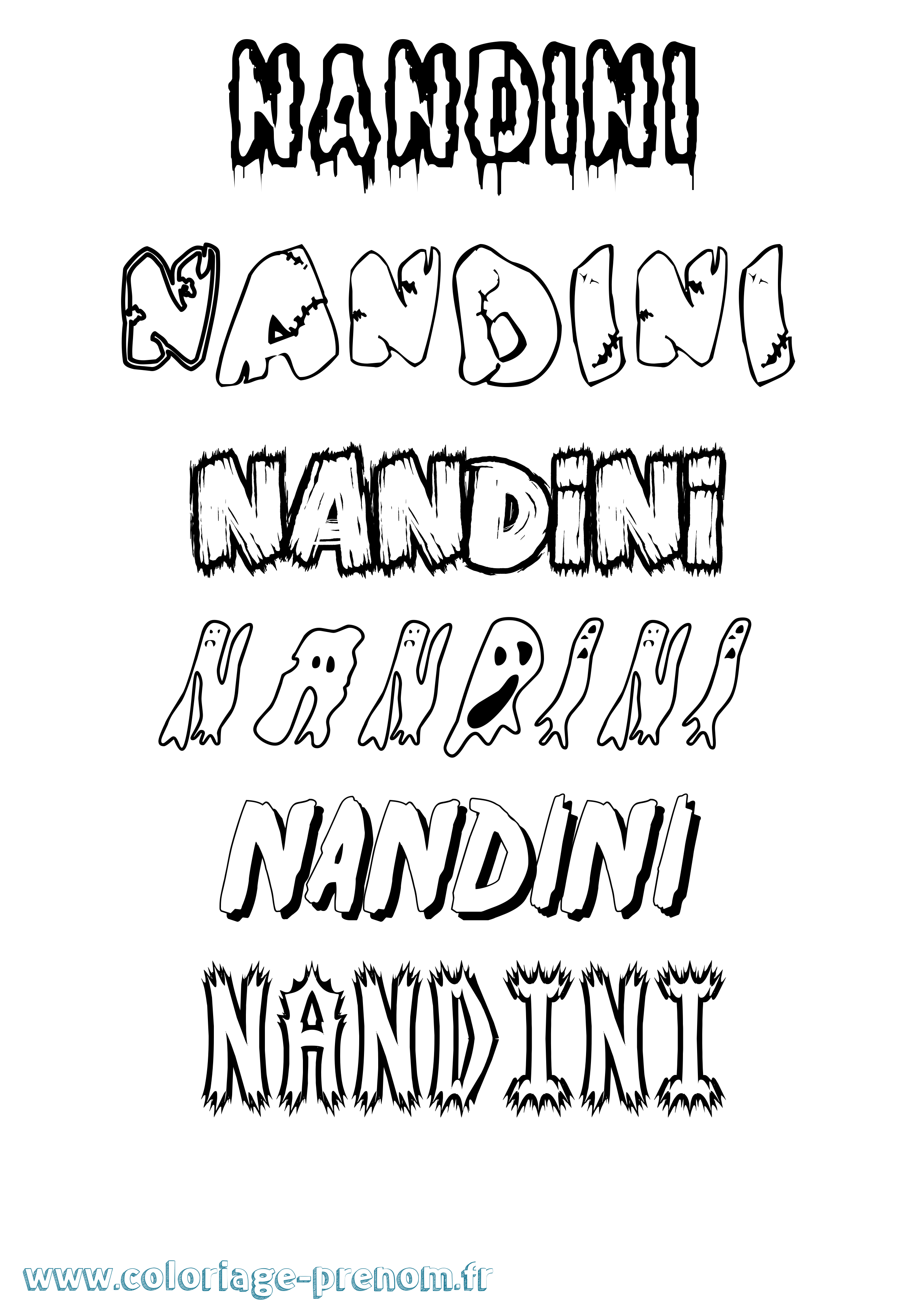 Coloriage Nandini Frisson Coloriage prénom Nandini Frisson