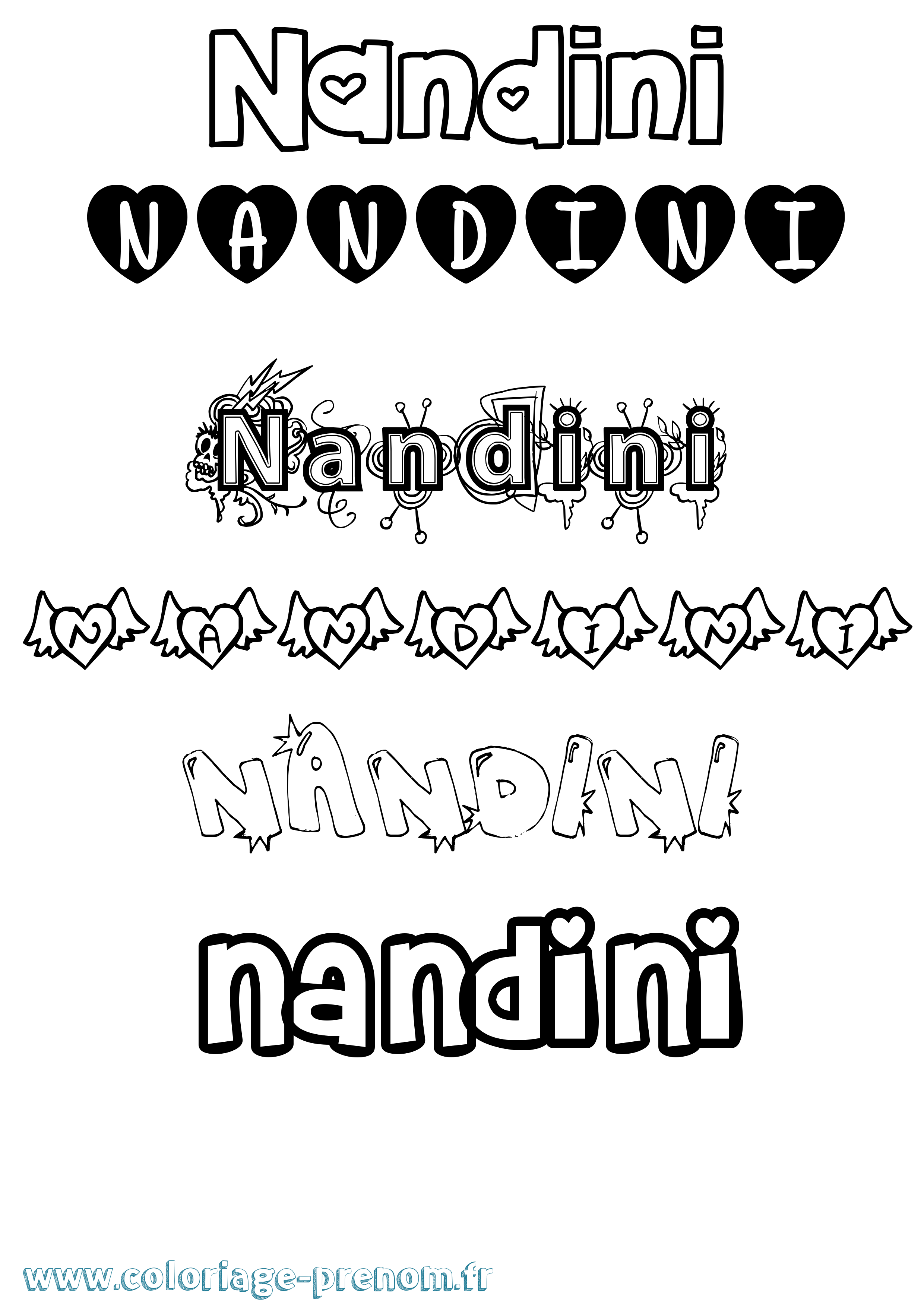 Coloriage Nandini Girly Coloriage prénom Nandini Girly