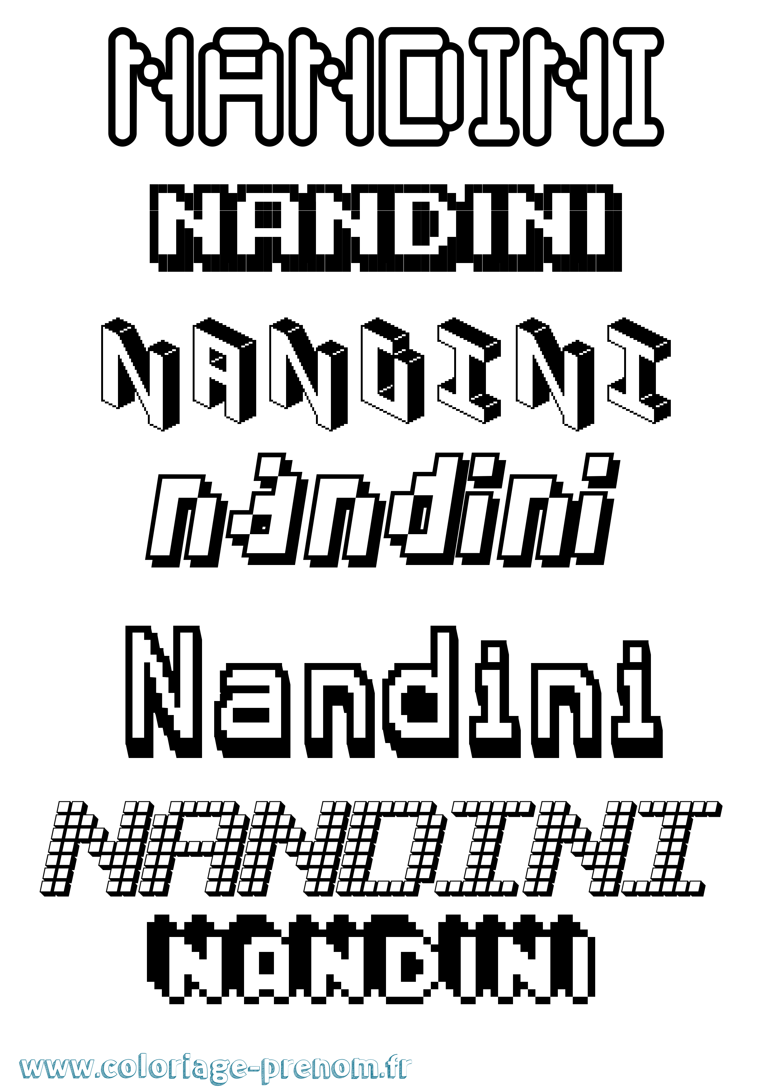 Coloriage Nandini Pixel Coloriage prénom Nandini Pixel