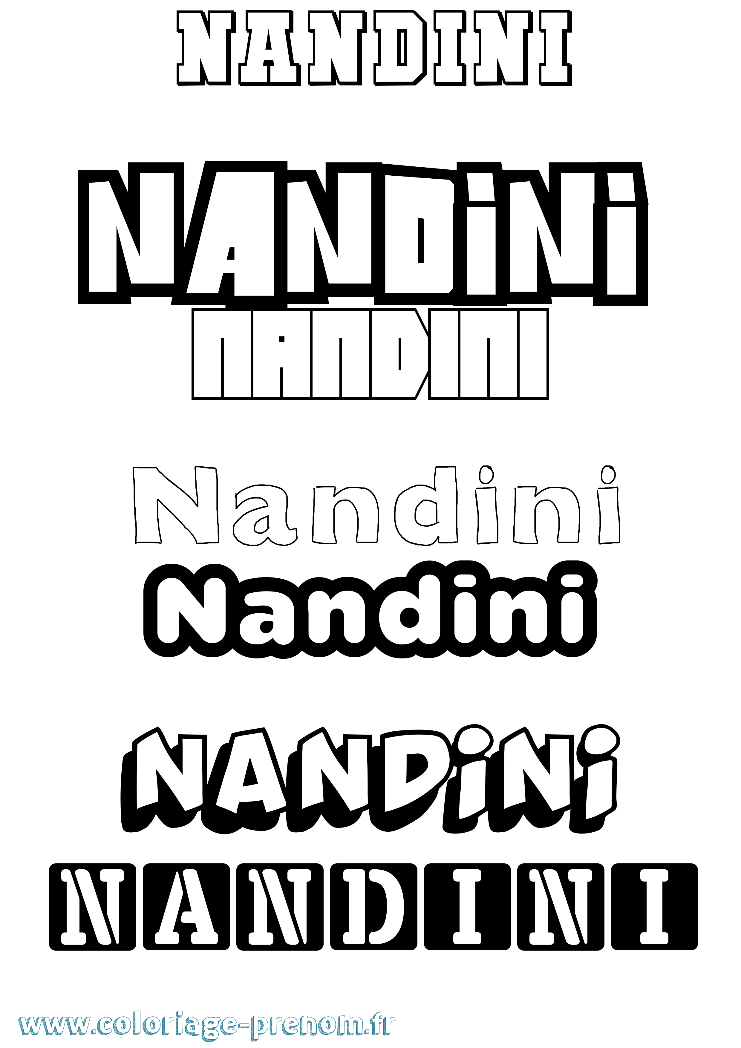 Coloriage Nandini Simple Coloriage prénom Nandini Simple