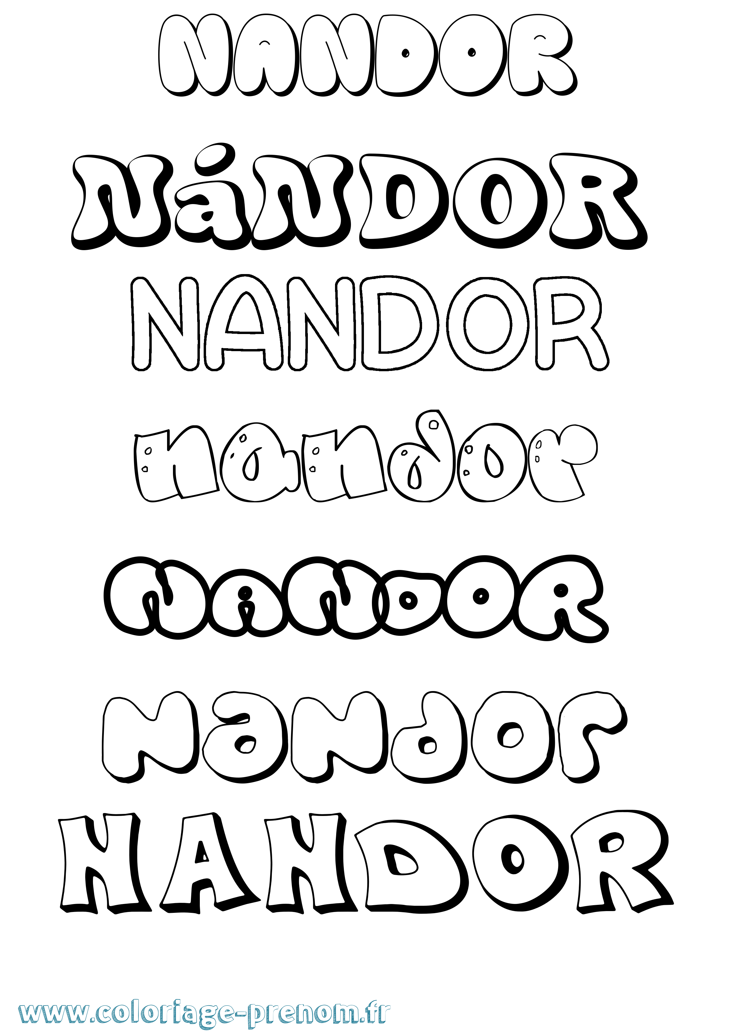 Coloriage Nándor Bubble Coloriage prénom Nándor Bubble