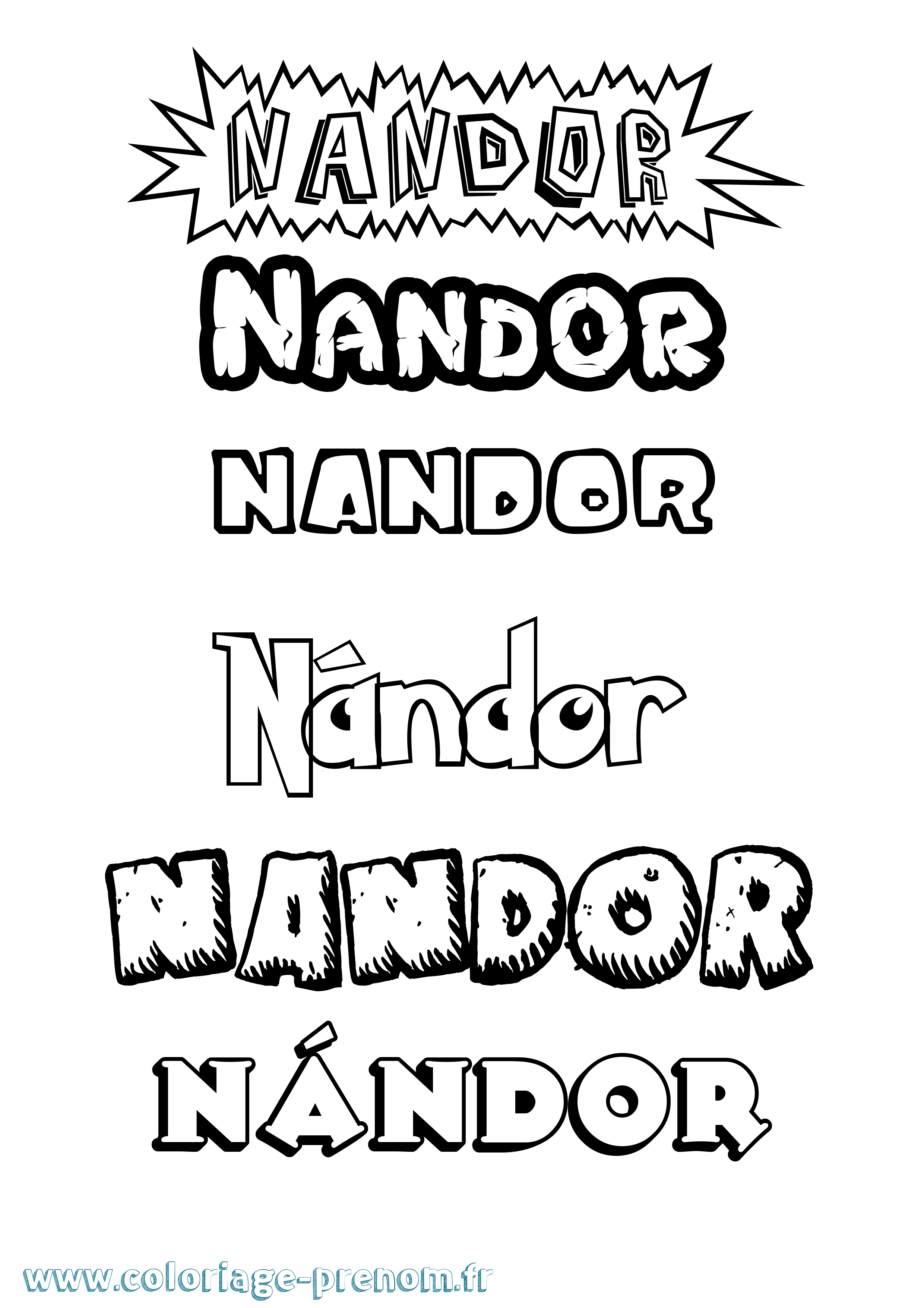 Coloriage Nándor Dessin Animé Coloriage prénom Nándor Dessin Animé