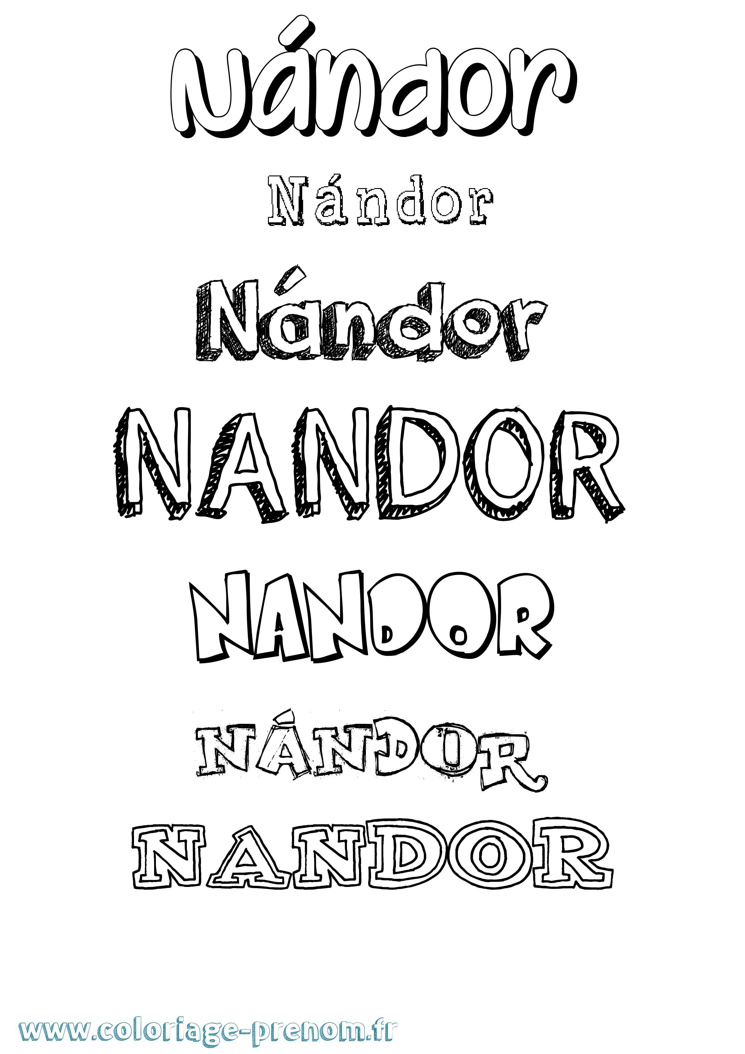 Coloriage Nándor Dessiné Coloriage prénom Nándor Dessiné
