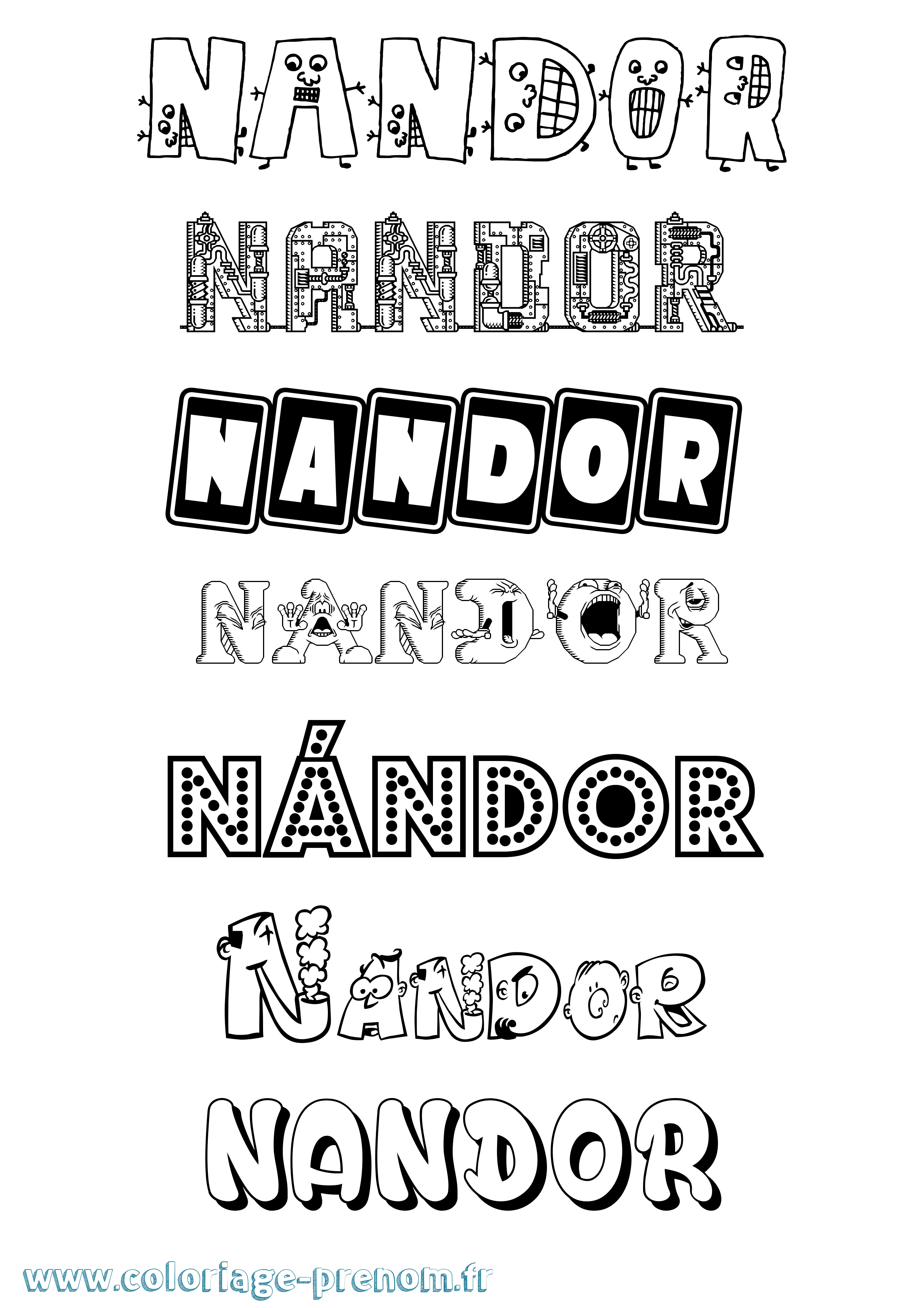Coloriage Nándor Fun Coloriage prénom Nándor Fun