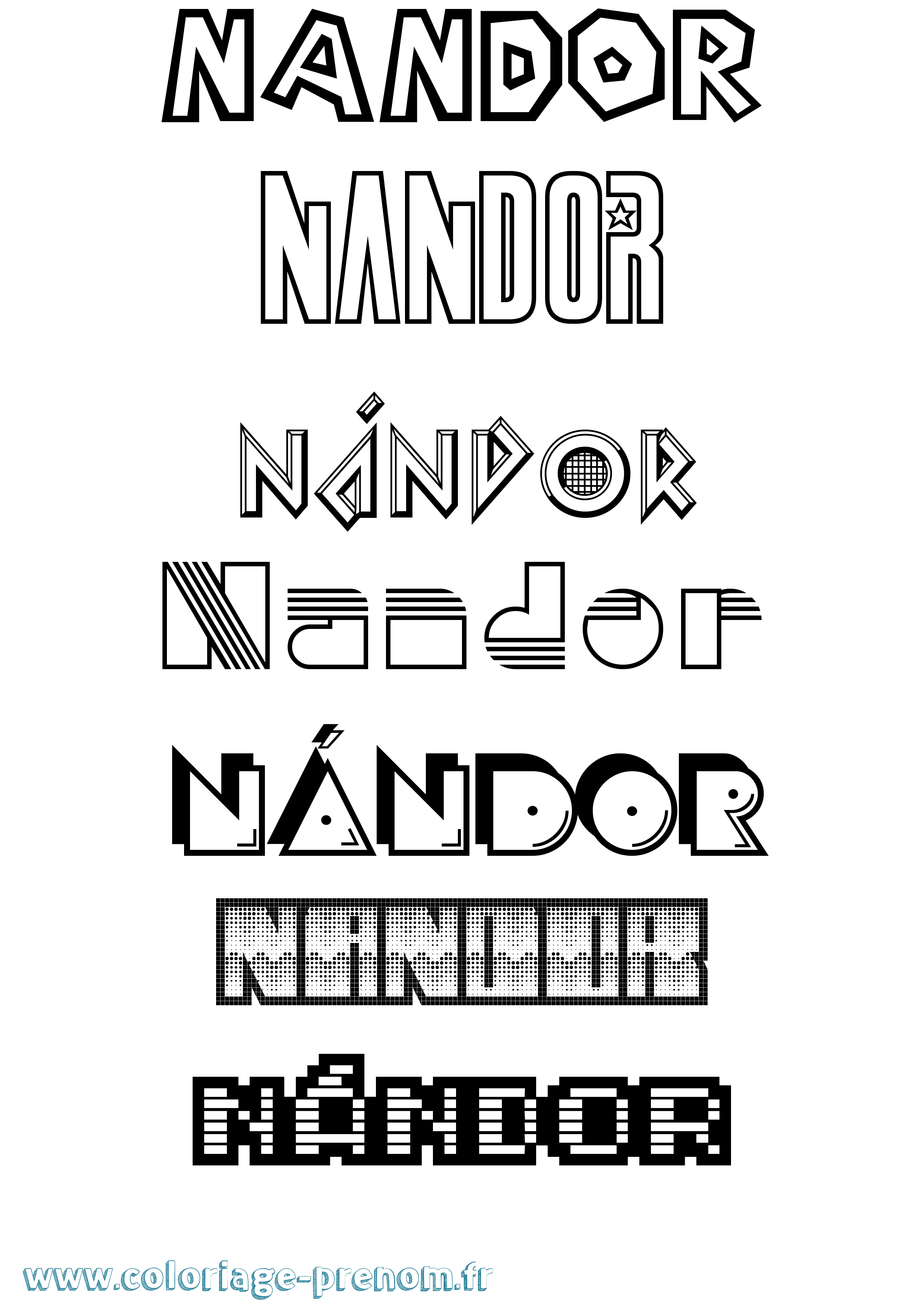 Coloriage Nándor Jeux Vidéos Coloriage prénom Nándor Jeux Vidéos