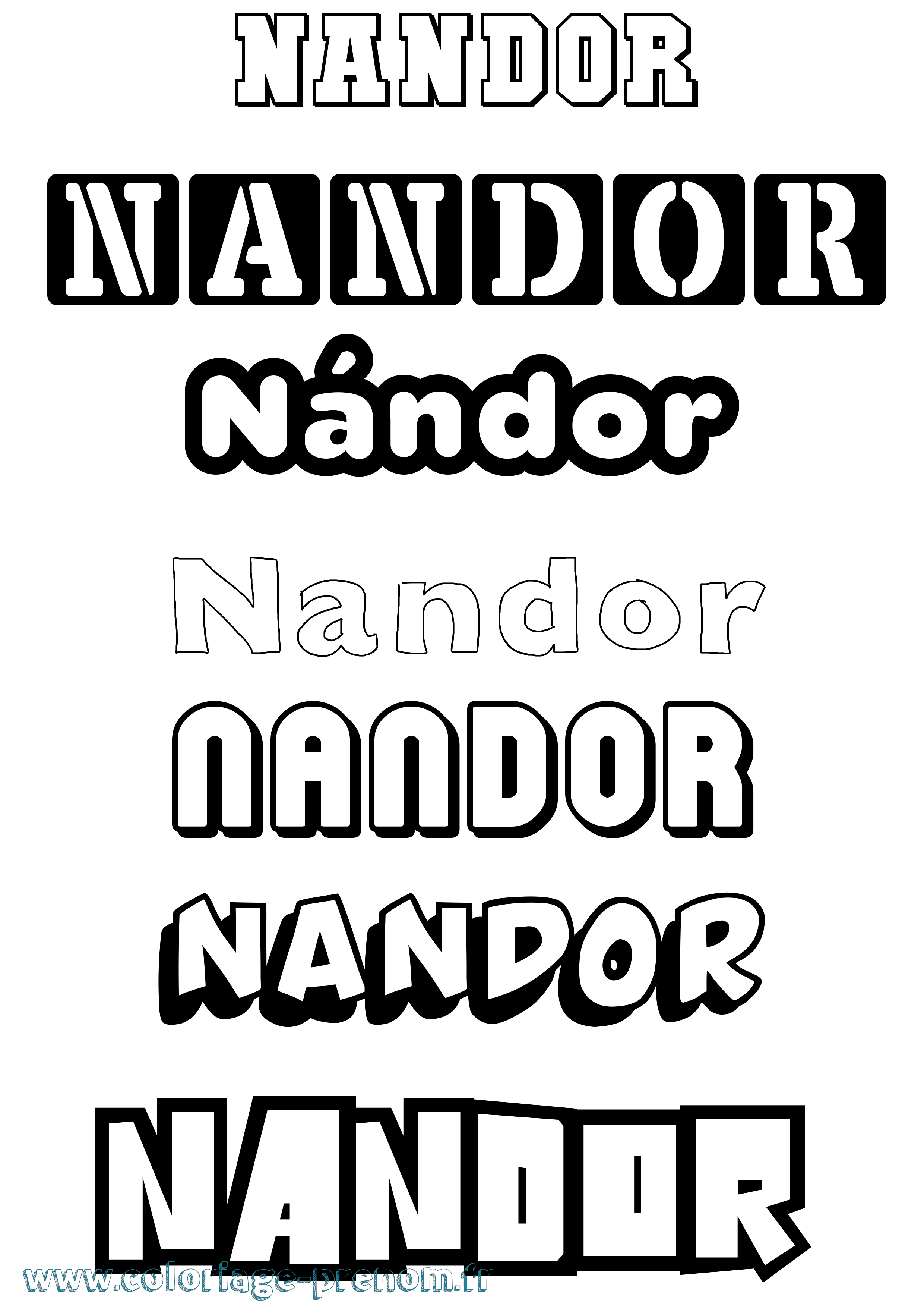 Coloriage Nándor Simple Coloriage prénom Nándor Simple