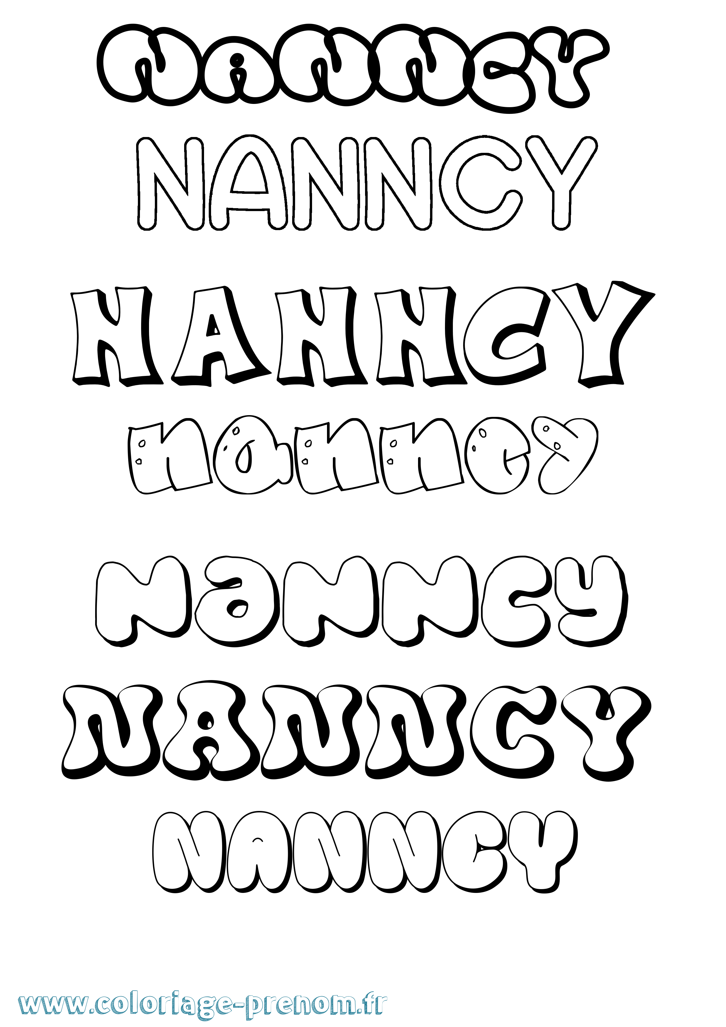 Coloriage Nanncy Bubble Coloriage prénom Nanncy Bubble