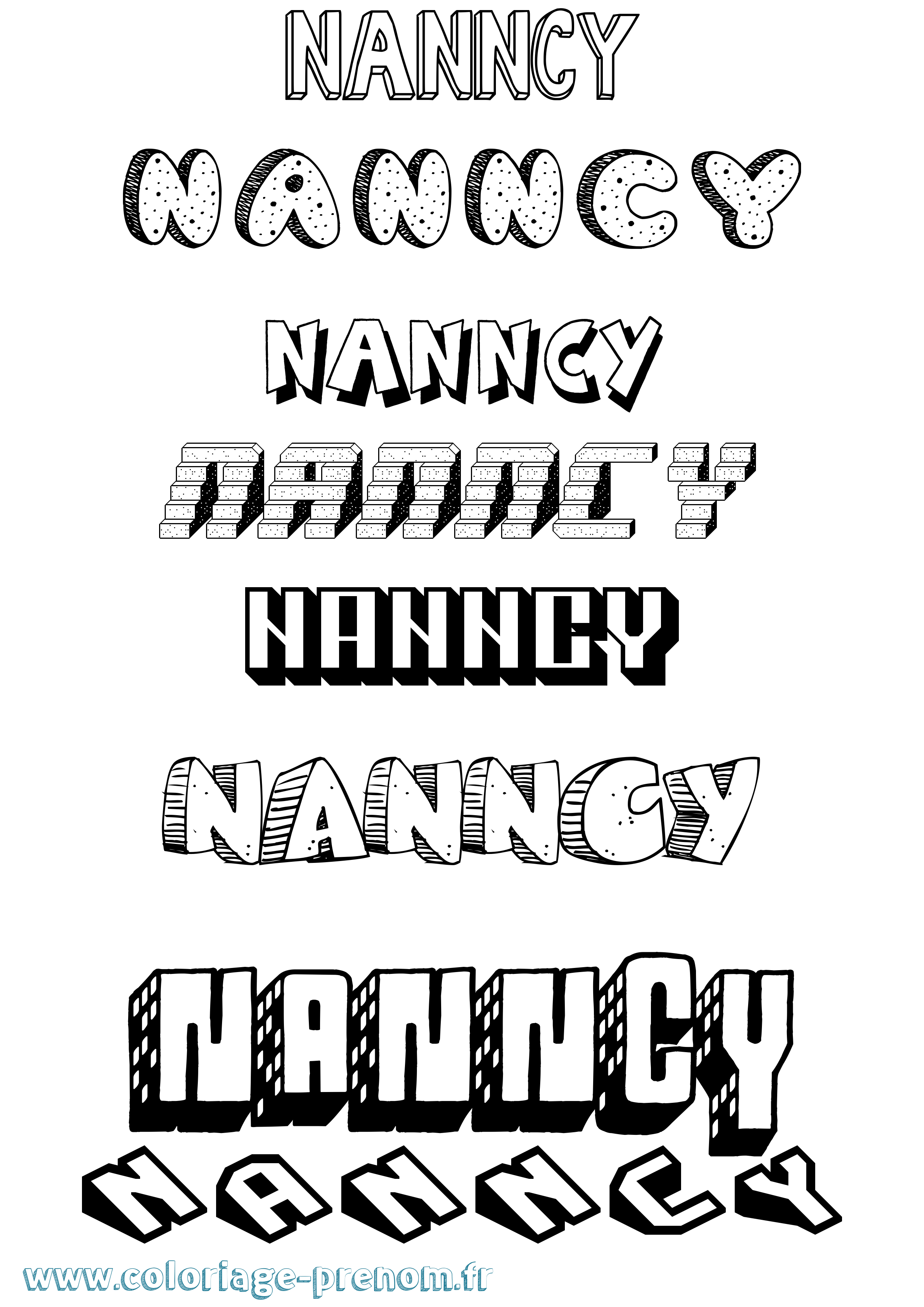 Coloriage Nanncy Effet 3D Coloriage prénom Nanncy Effet 3D