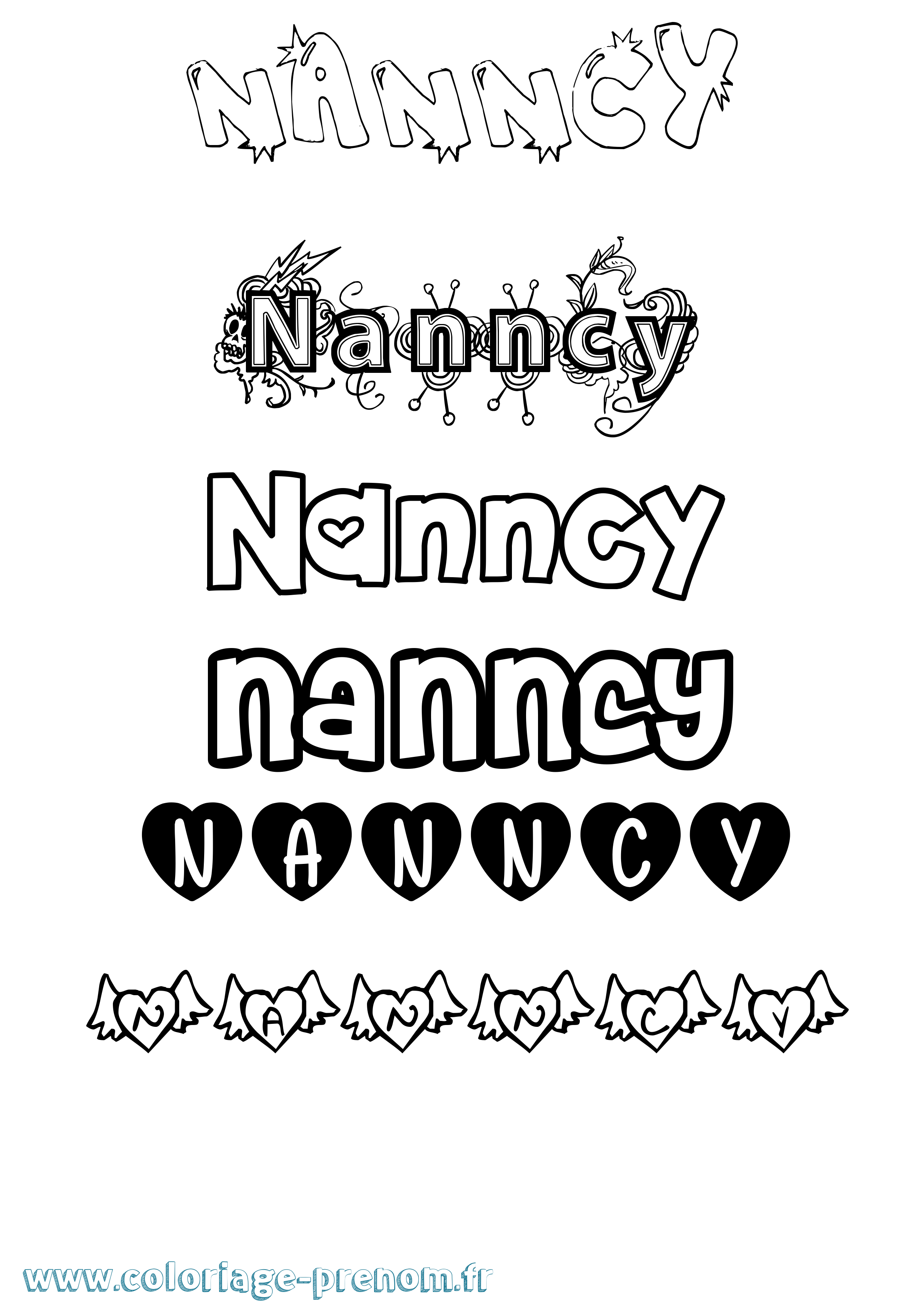 Coloriage Nanncy Girly Coloriage prénom Nanncy Girly
