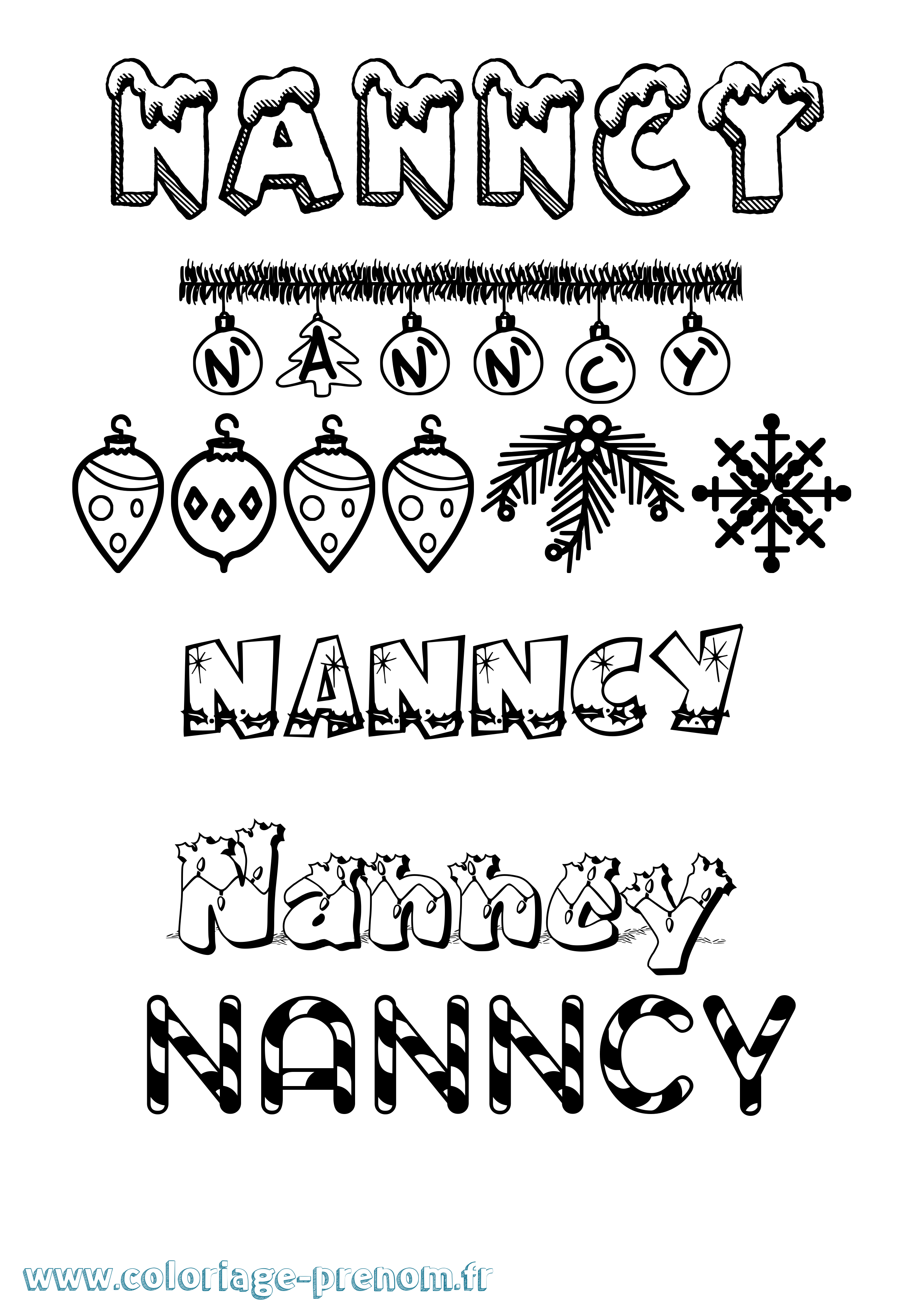 Coloriage Nanncy Noël Coloriage prénom Nanncy Noël