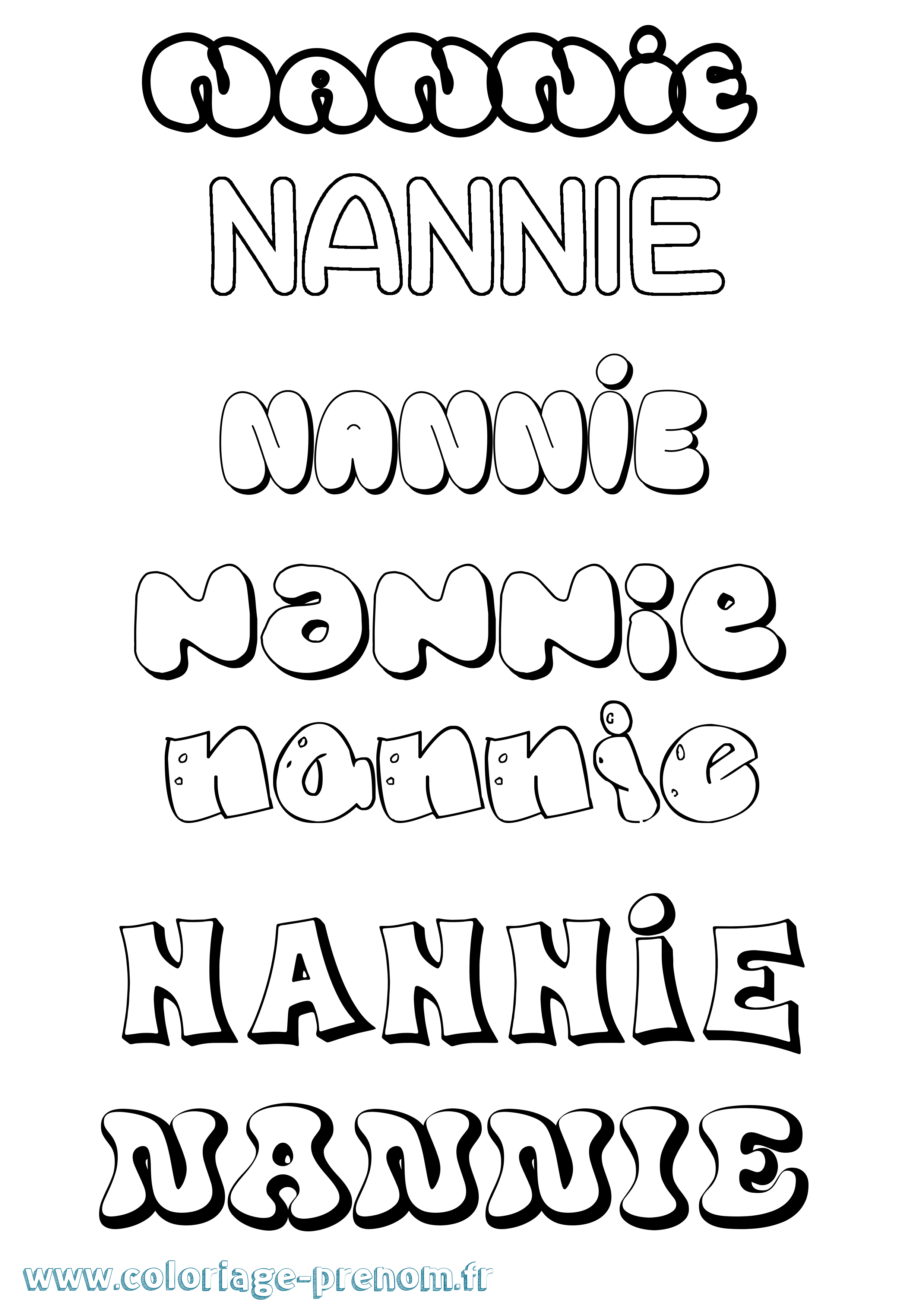 Coloriage Nannie Bubble Coloriage prénom Nannie Bubble