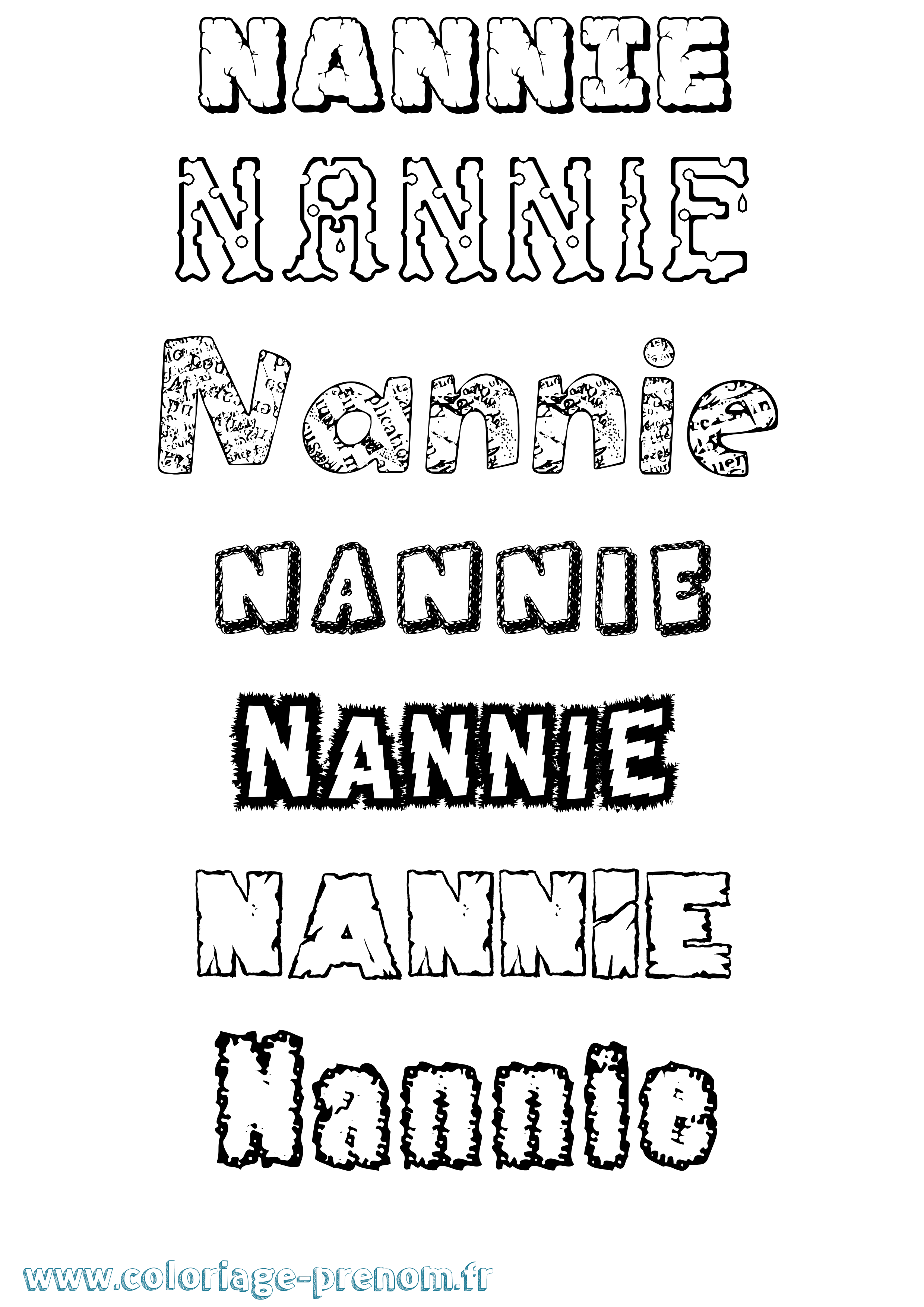 Coloriage Nannie Destructuré Coloriage prénom Nannie Destructuré