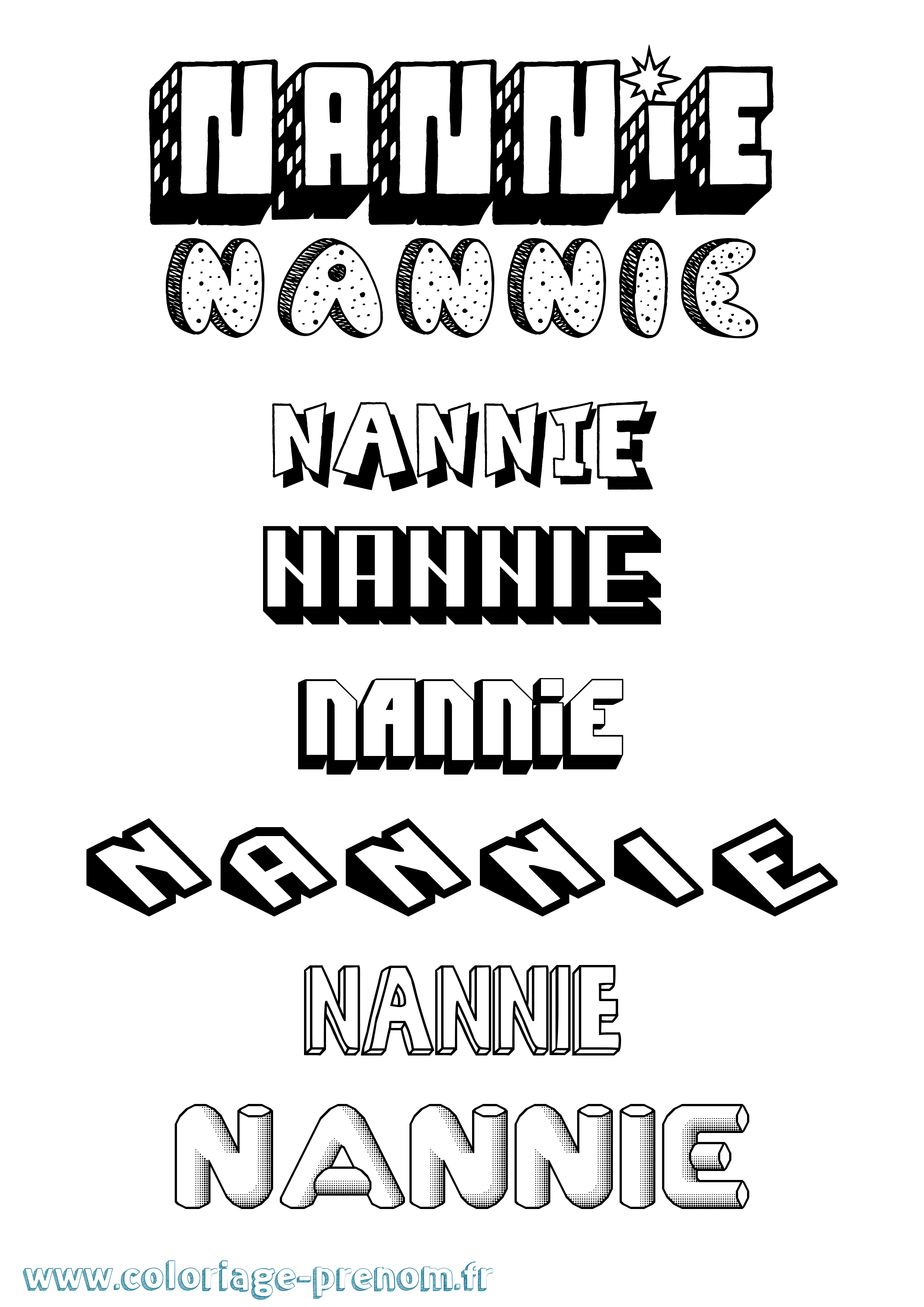 Coloriage Nannie Effet 3D Coloriage prénom Nannie Effet 3D
