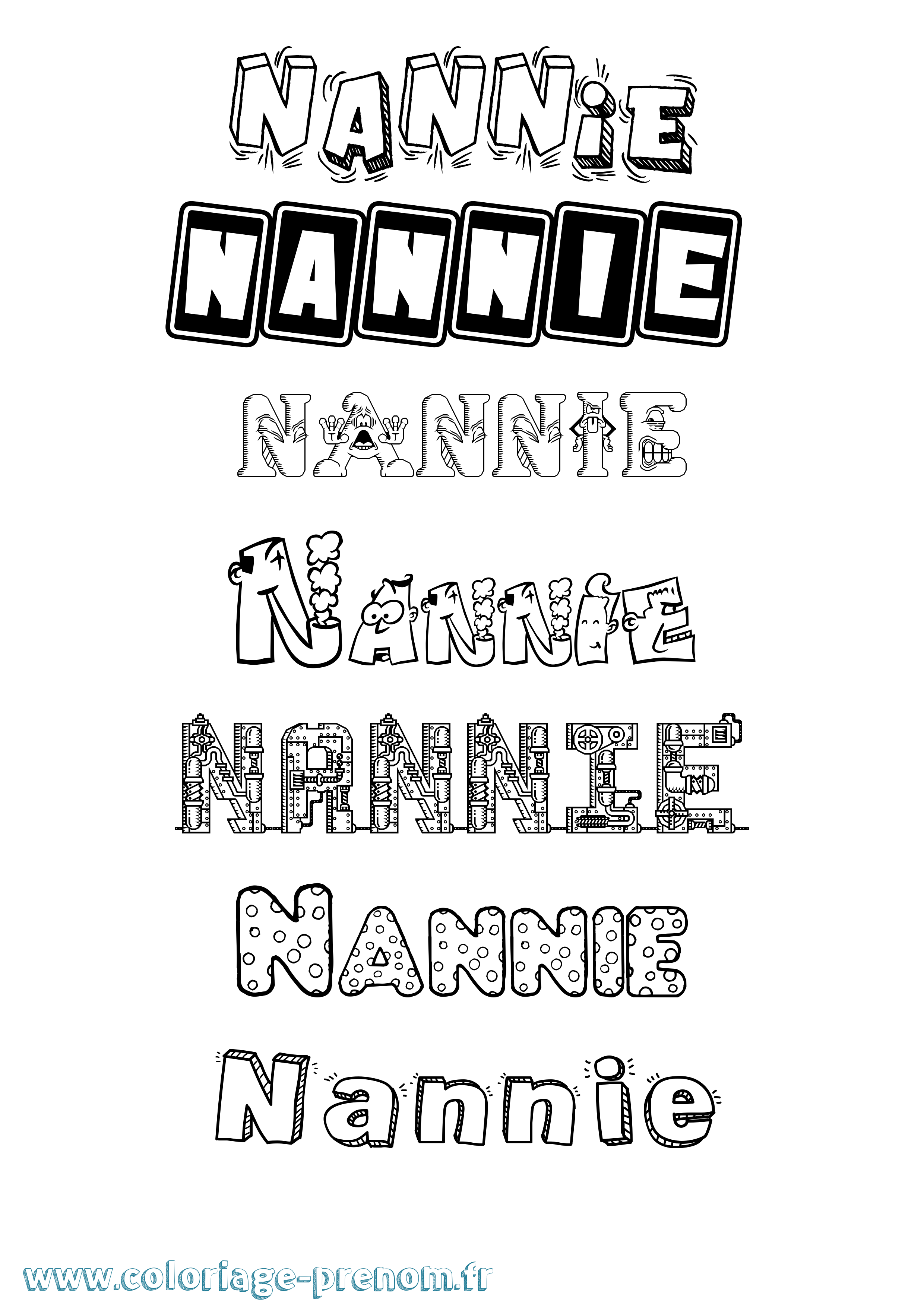 Coloriage Nannie Fun Coloriage prénom Nannie Fun