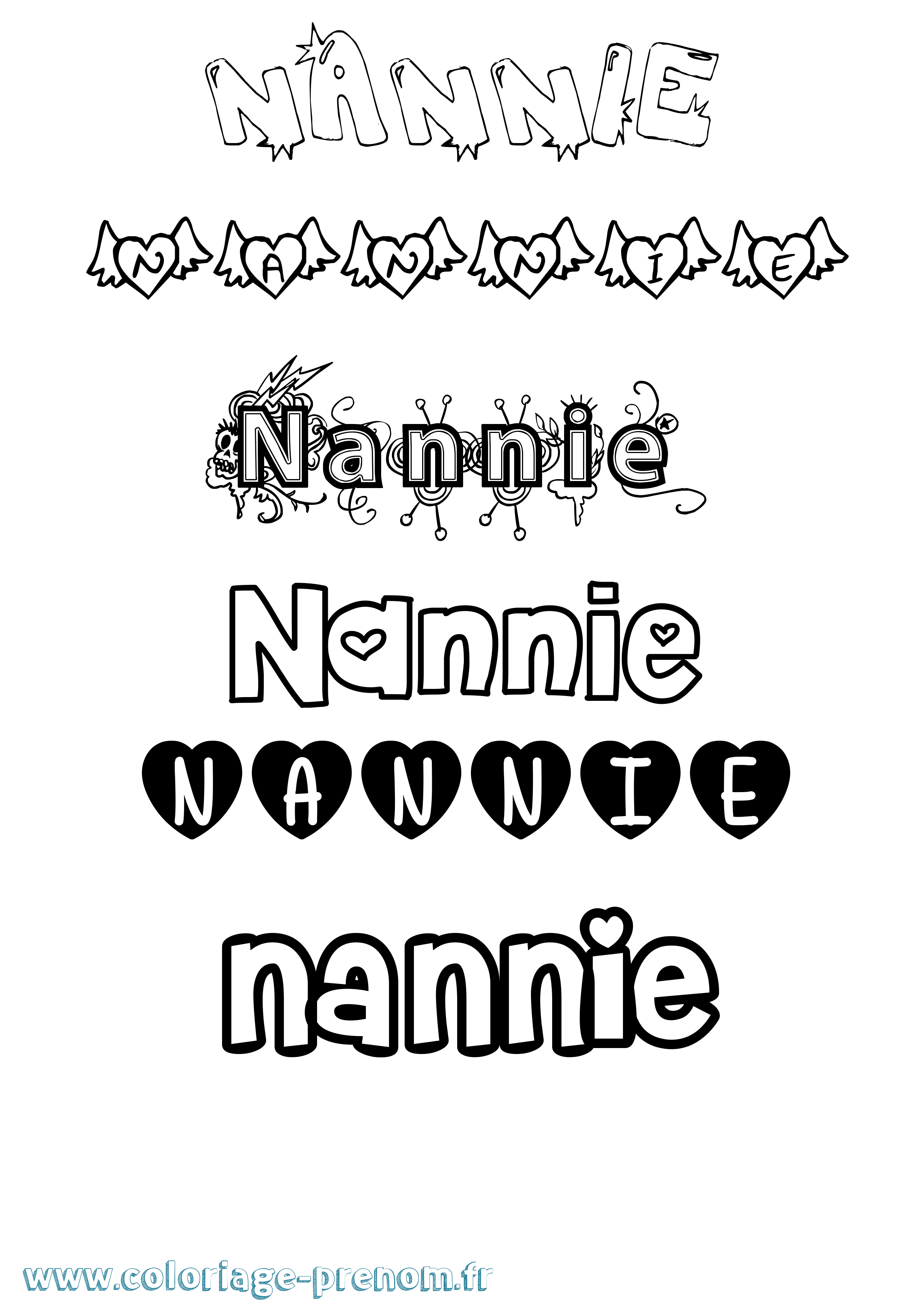 Coloriage Nannie Girly Coloriage prénom Nannie Girly