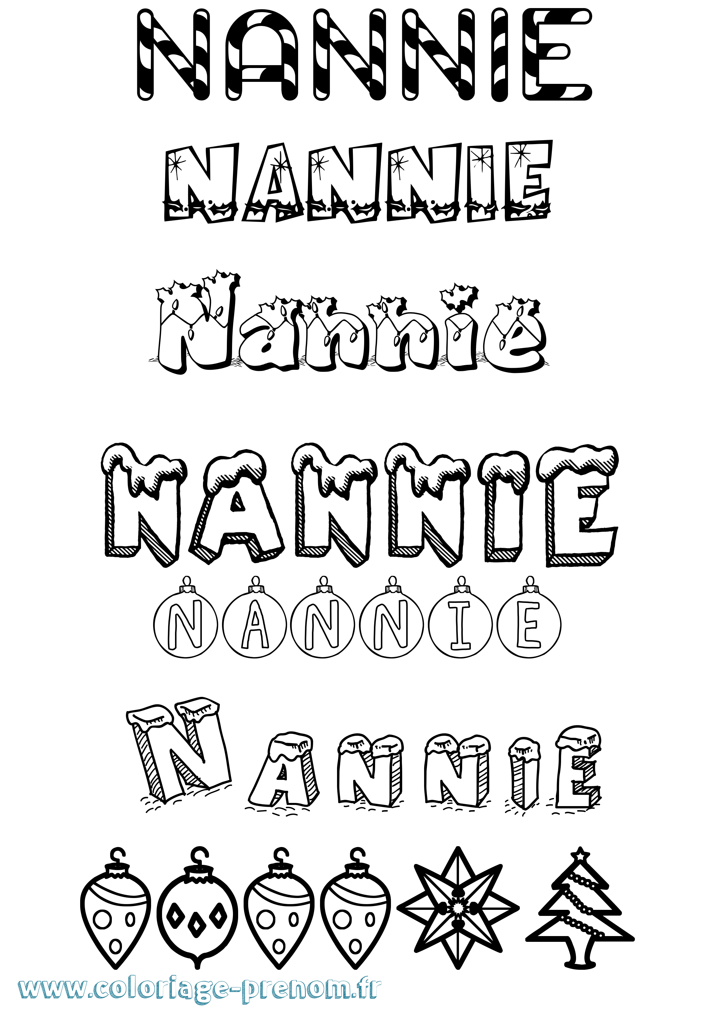 Coloriage Nannie Noël Coloriage prénom Nannie Noël