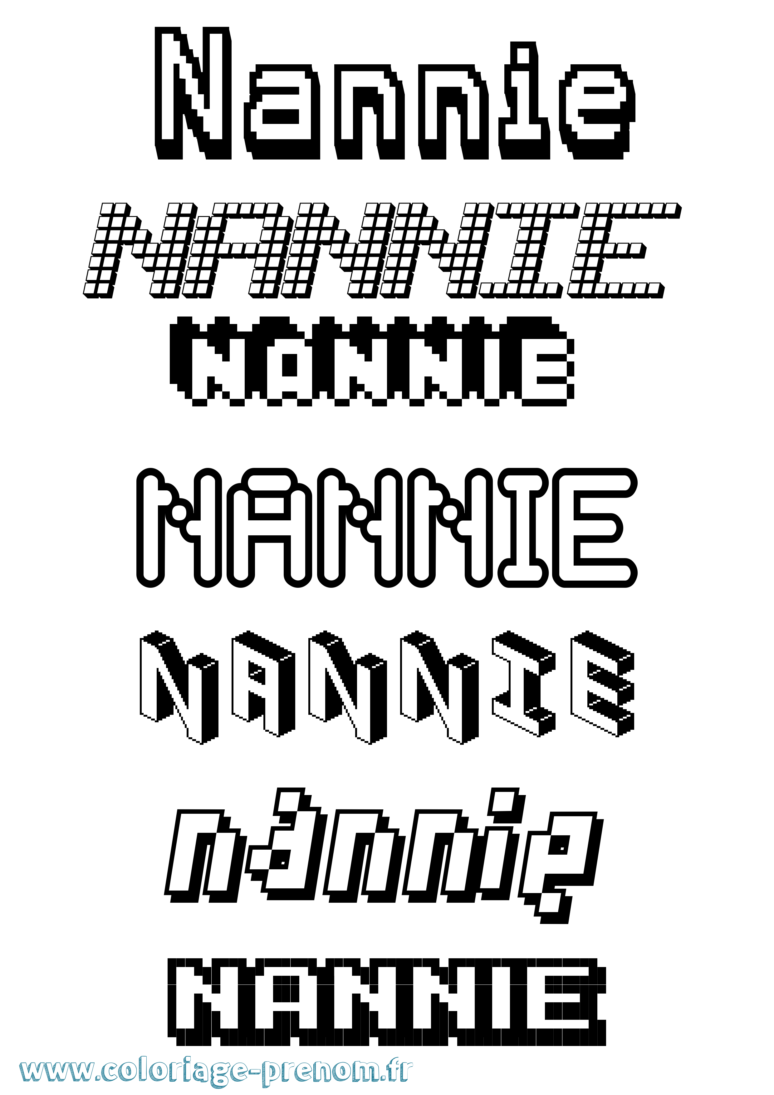 Coloriage Nannie Pixel Coloriage prénom Nannie Pixel