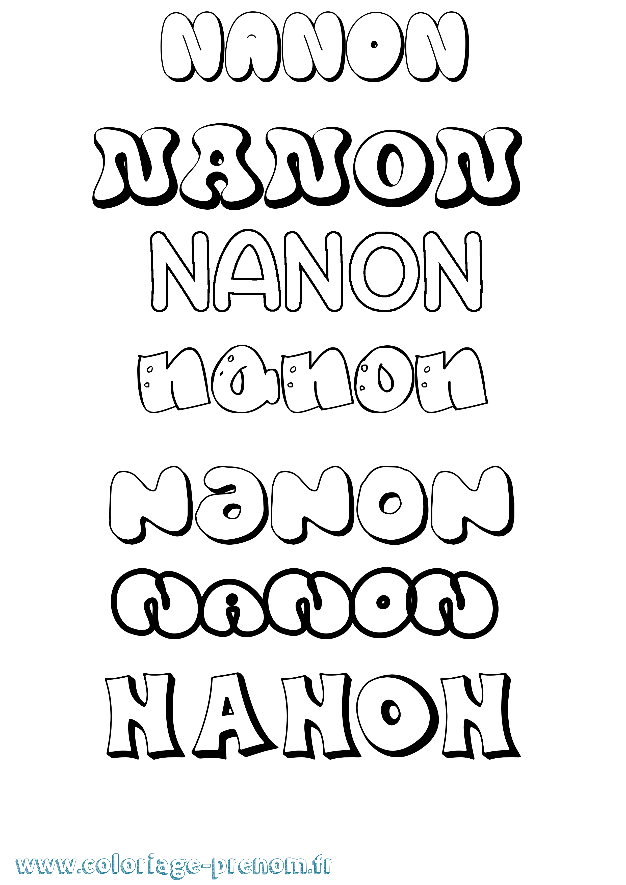 Coloriage Nanon Bubble Coloriage prénom Nanon Bubble