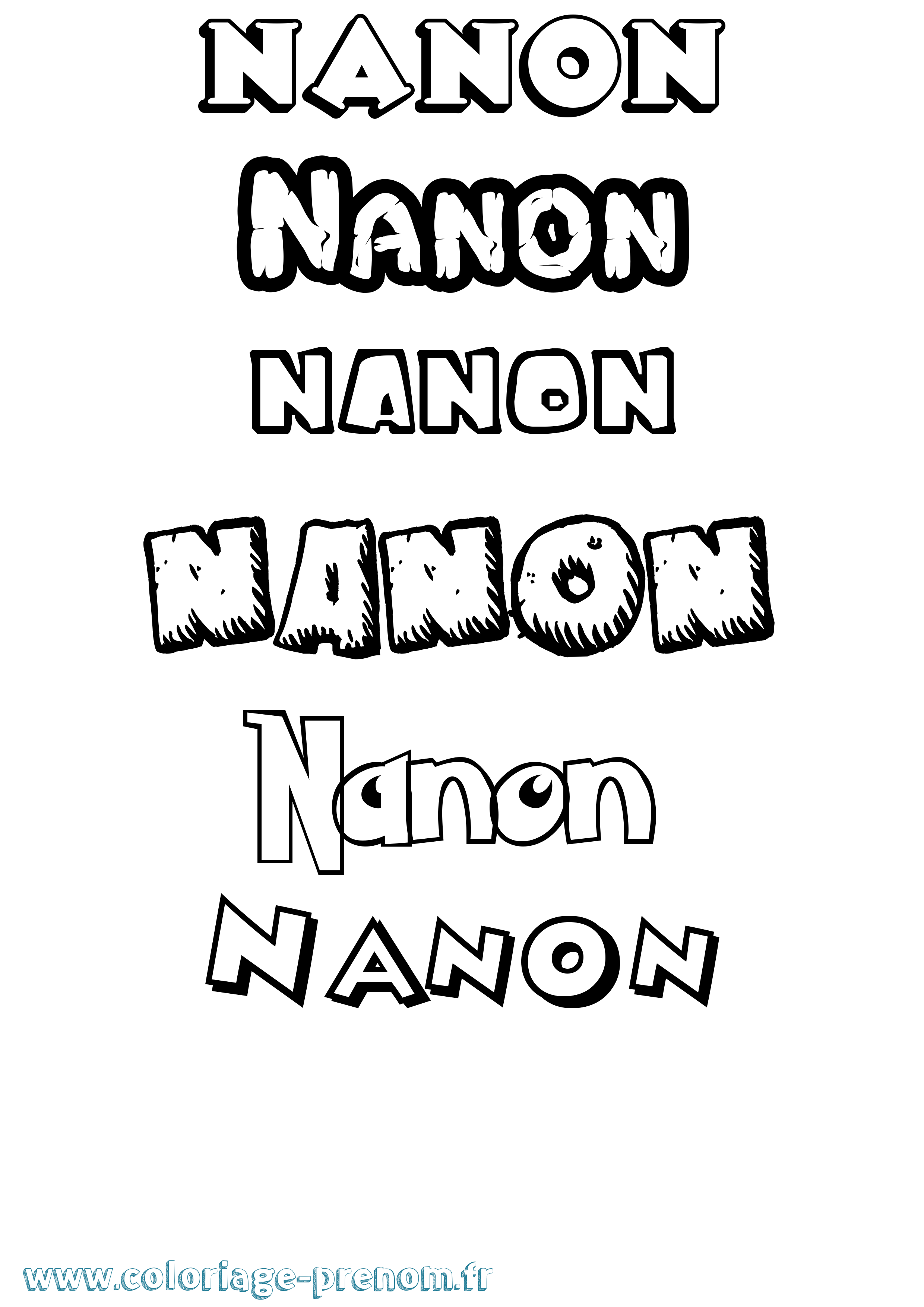 Coloriage Nanon Dessin Animé Coloriage prénom Nanon Dessin Animé