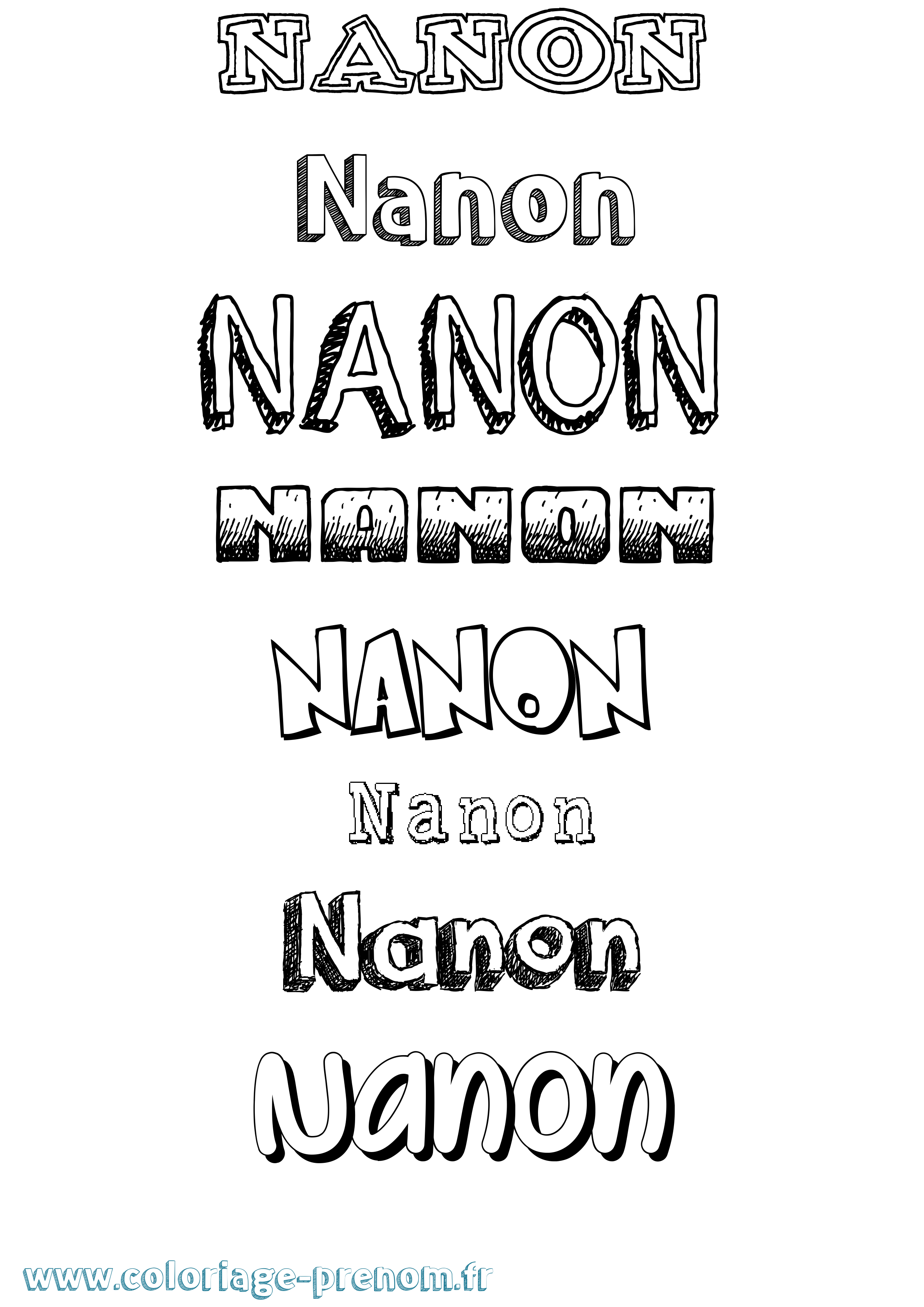 Coloriage Nanon Dessiné Coloriage prénom Nanon Dessiné