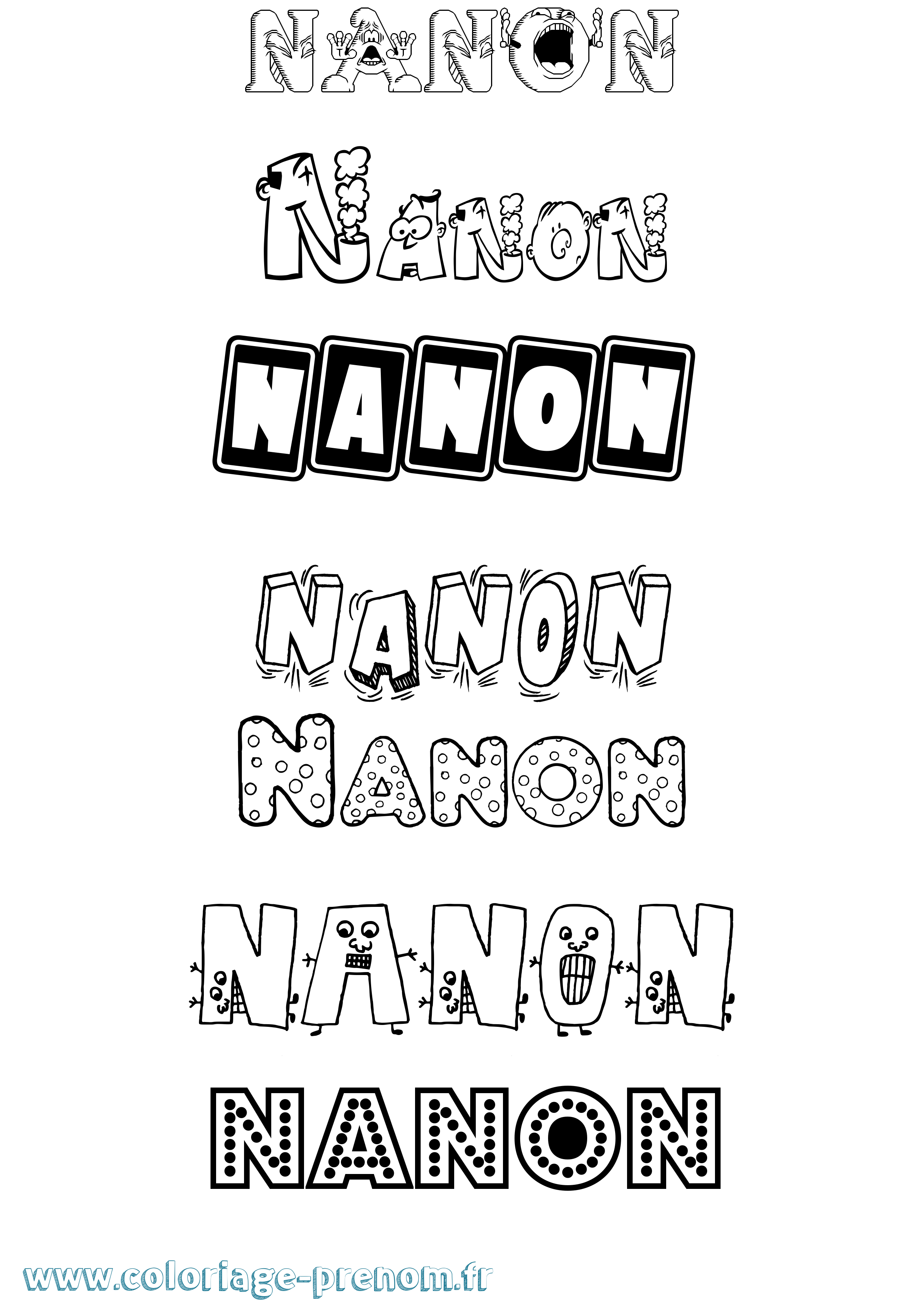 Coloriage Nanon Fun Coloriage prénom Nanon Fun