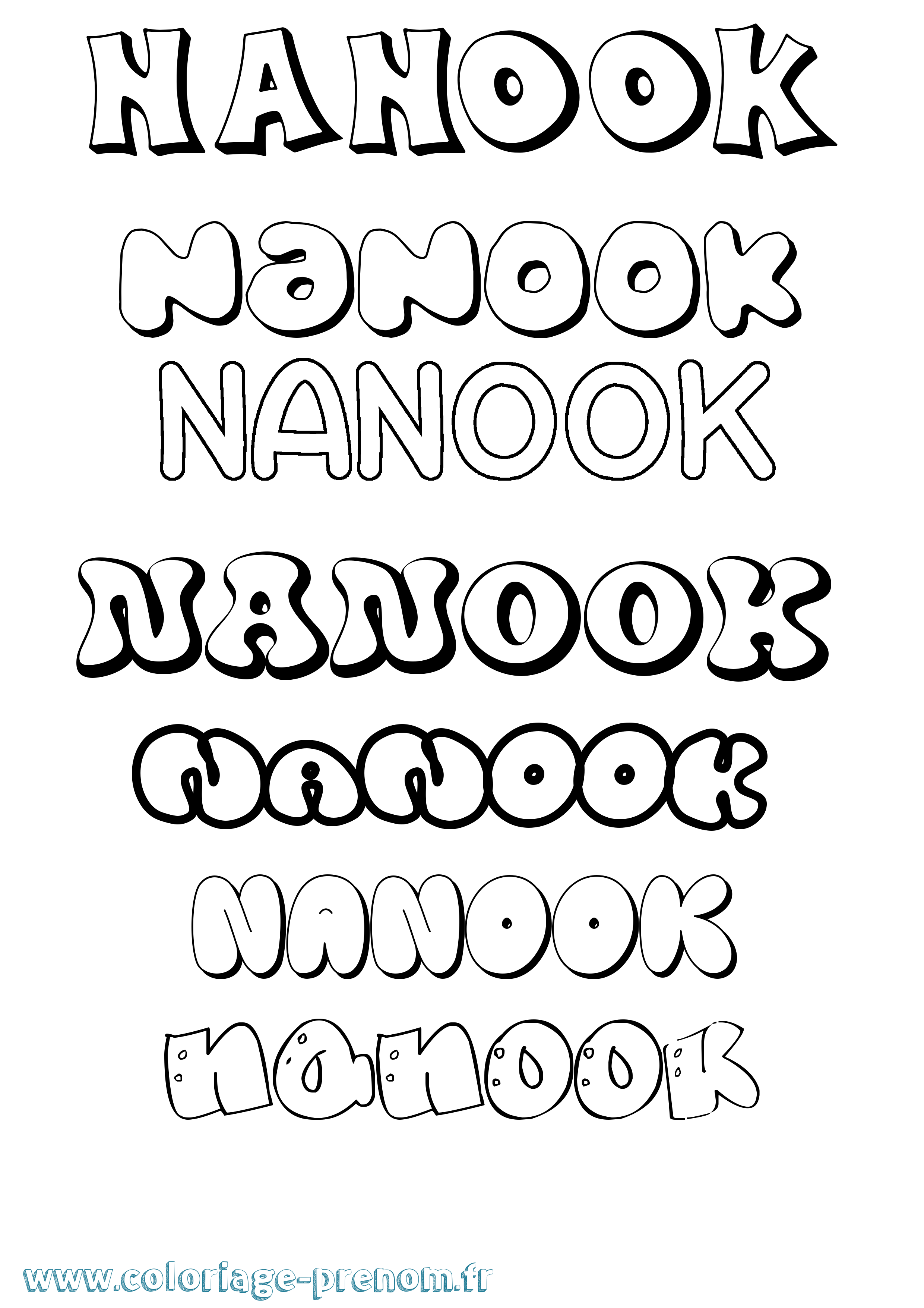 Coloriage Nanook Bubble Coloriage prénom Nanook Bubble