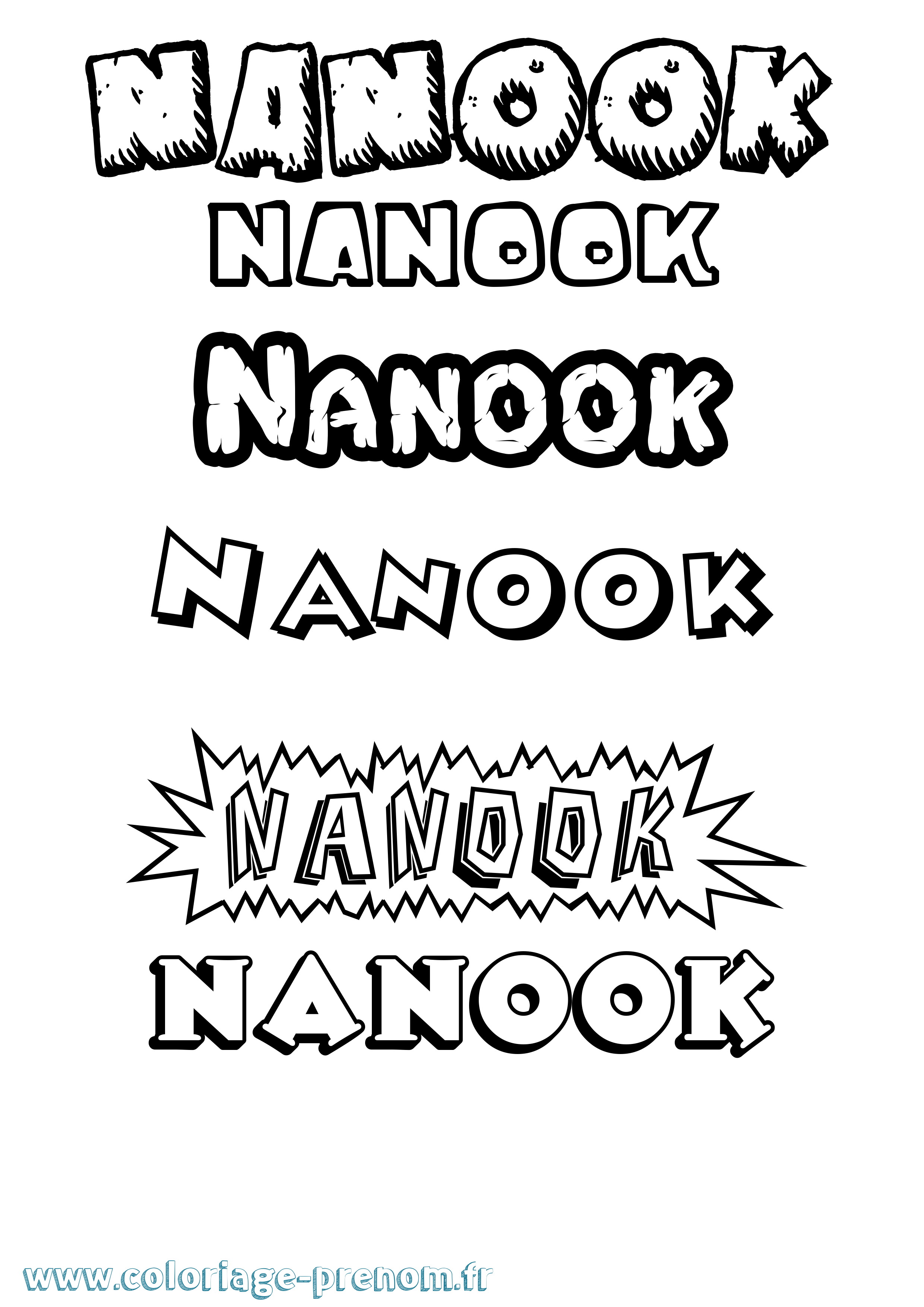 Coloriage Nanook Dessin Animé Coloriage prénom Nanook Dessin Animé