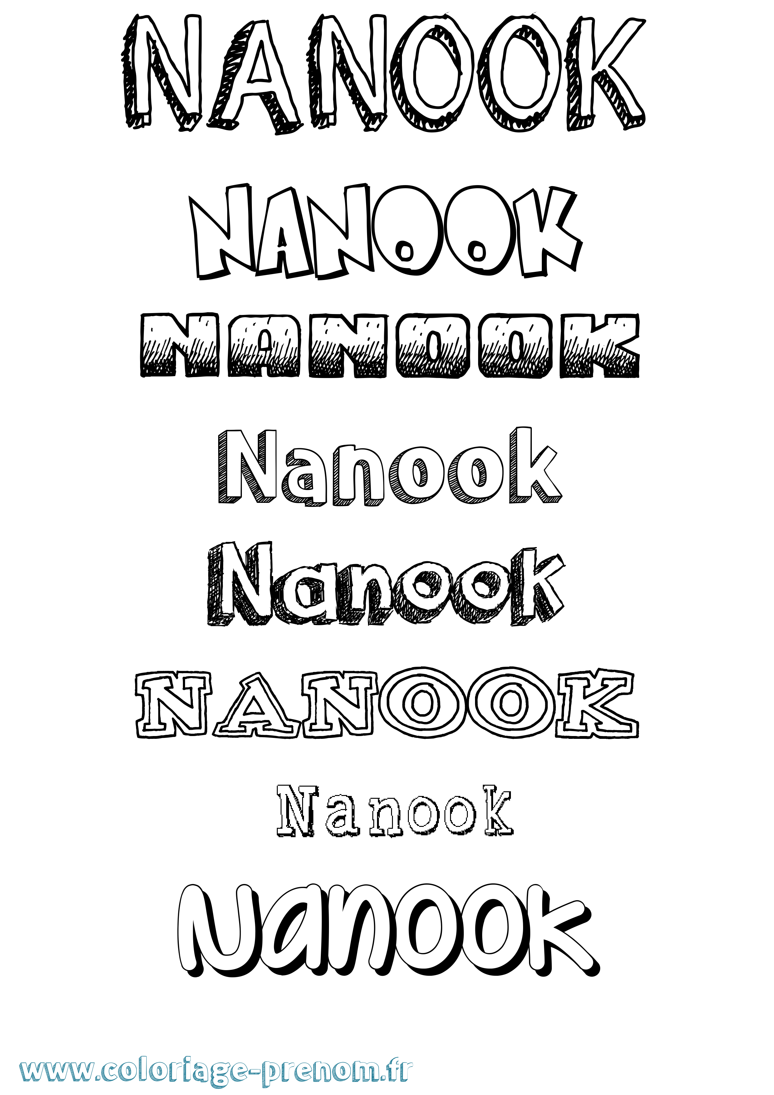 Coloriage Nanook Dessiné Coloriage prénom Nanook Dessiné