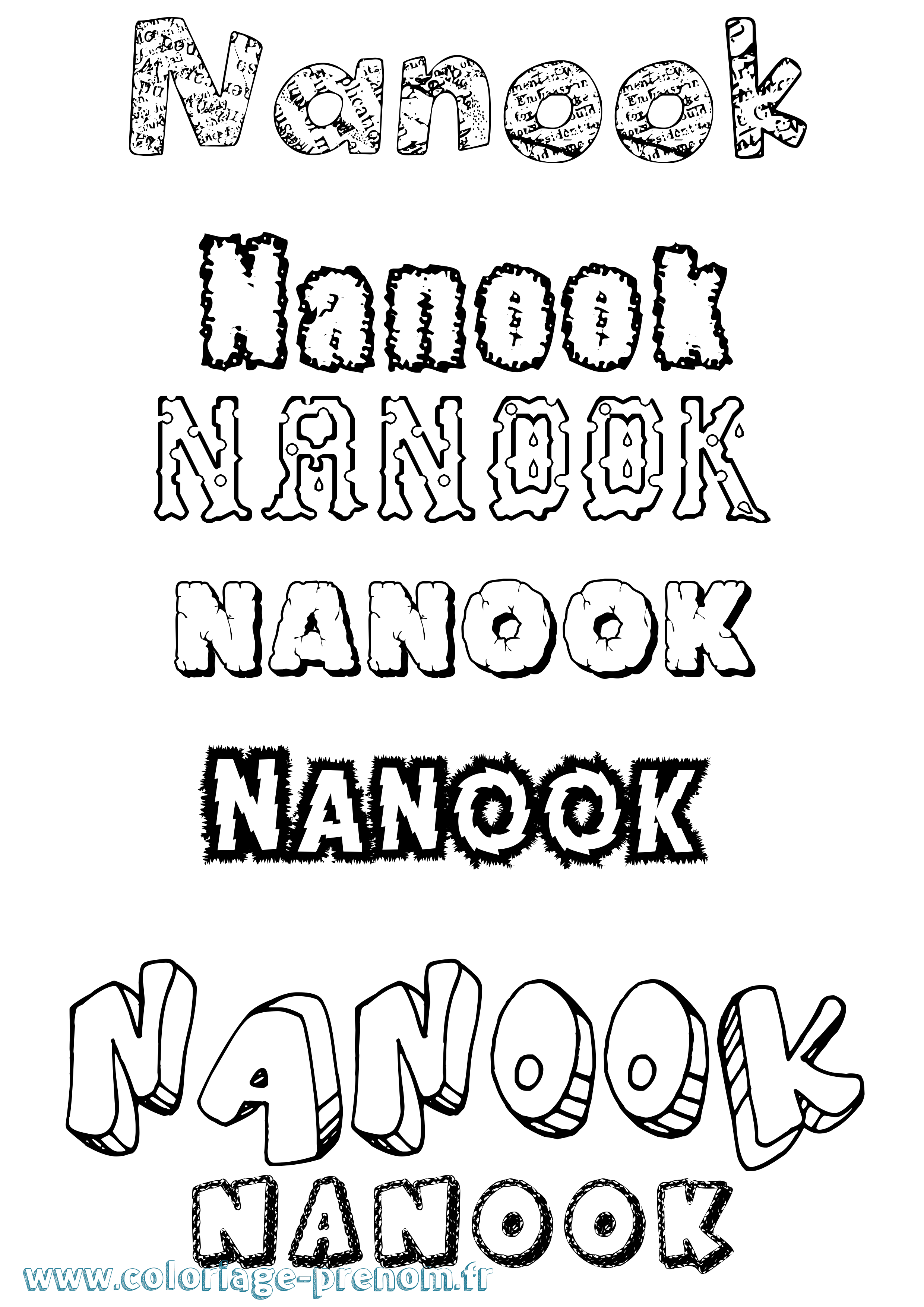 Coloriage Nanook Destructuré Coloriage prénom Nanook Destructuré