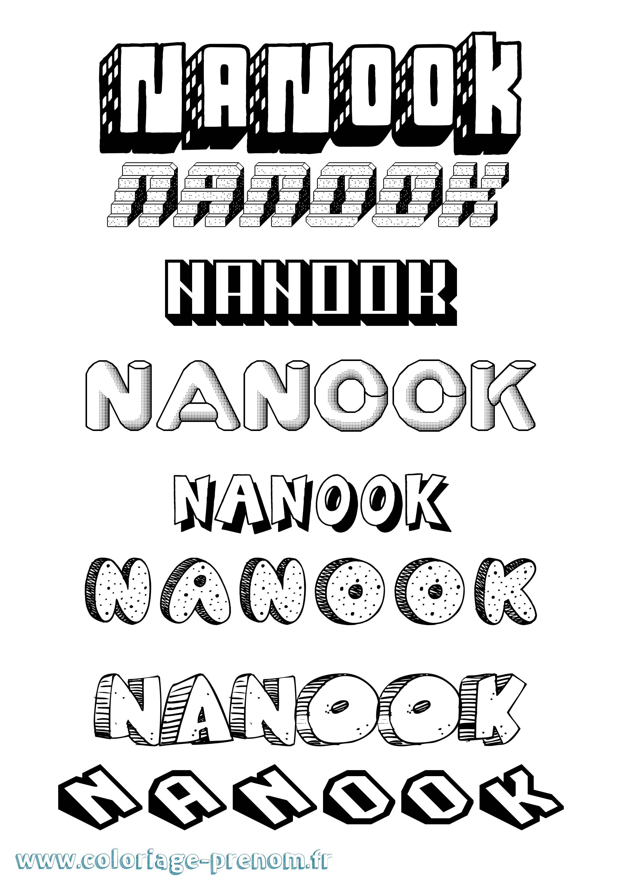 Coloriage Nanook Effet 3D Coloriage prénom Nanook Effet 3D