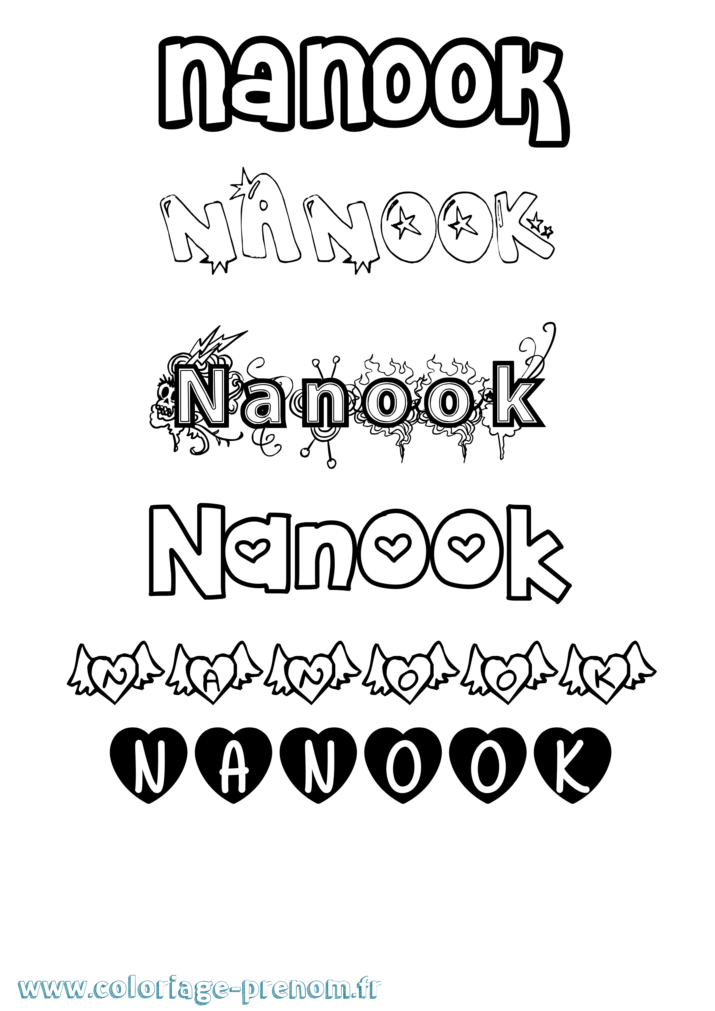 Coloriage Nanook Girly Coloriage prénom Nanook Girly