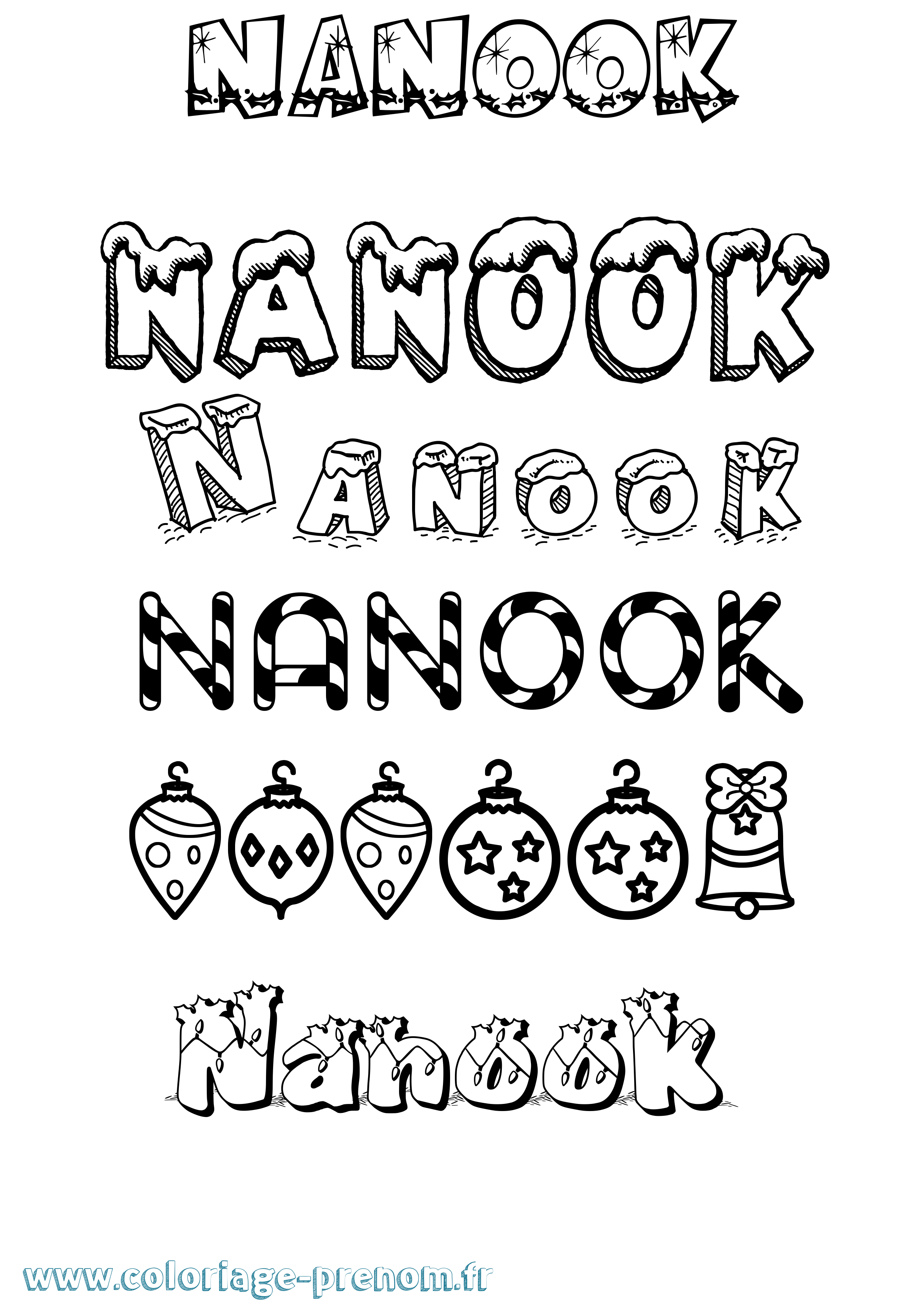 Coloriage Nanook Noël Coloriage prénom Nanook Noël