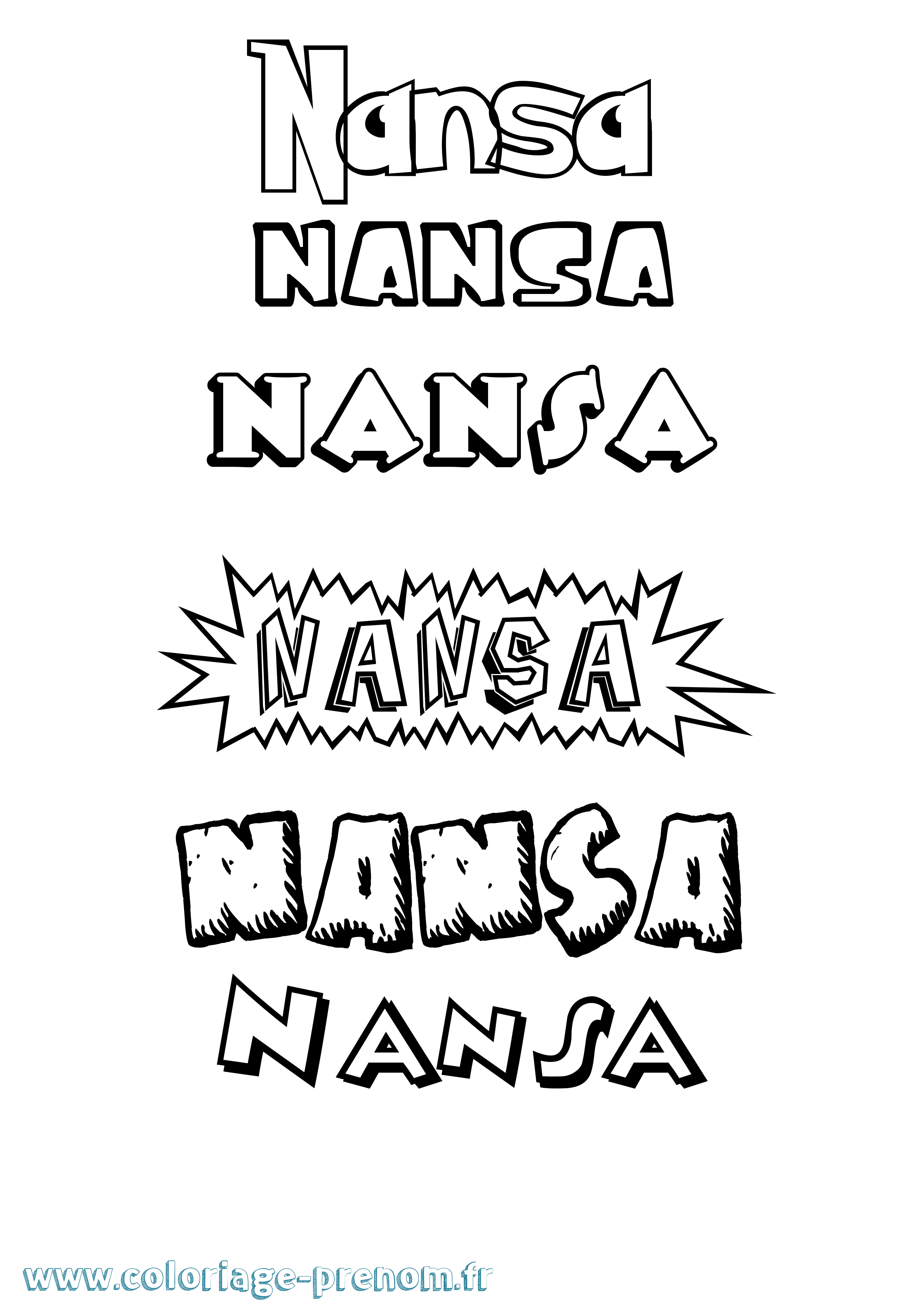 Coloriage Nansa Dessin Animé Coloriage prénom Nansa Dessin Animé
